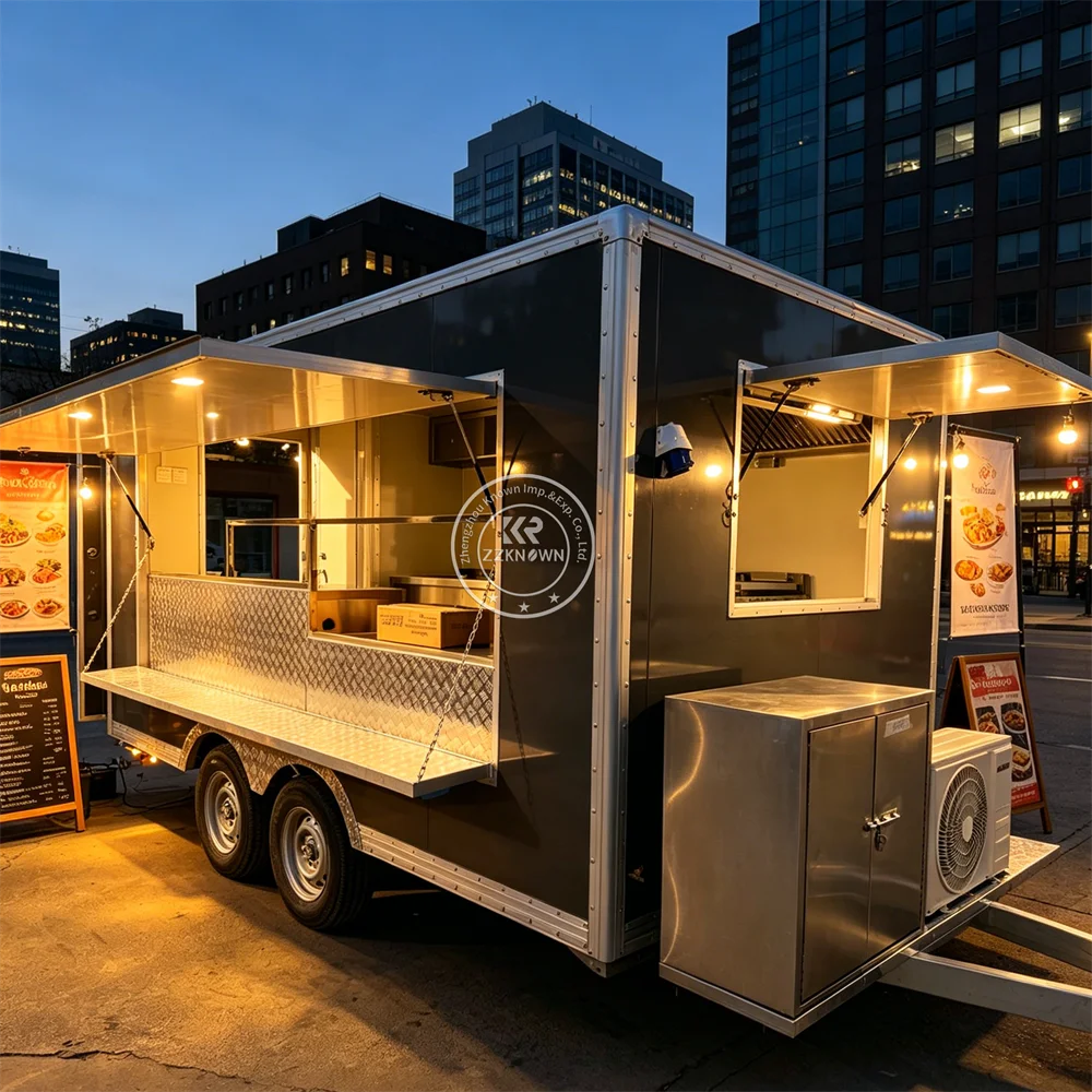 

Mobile Coffee Truck Cart Mobile Pizza Hotdog Bbq Fast Food Trailer Snack Ice Cream Beverage Cart Food Truck With Full Kitchen