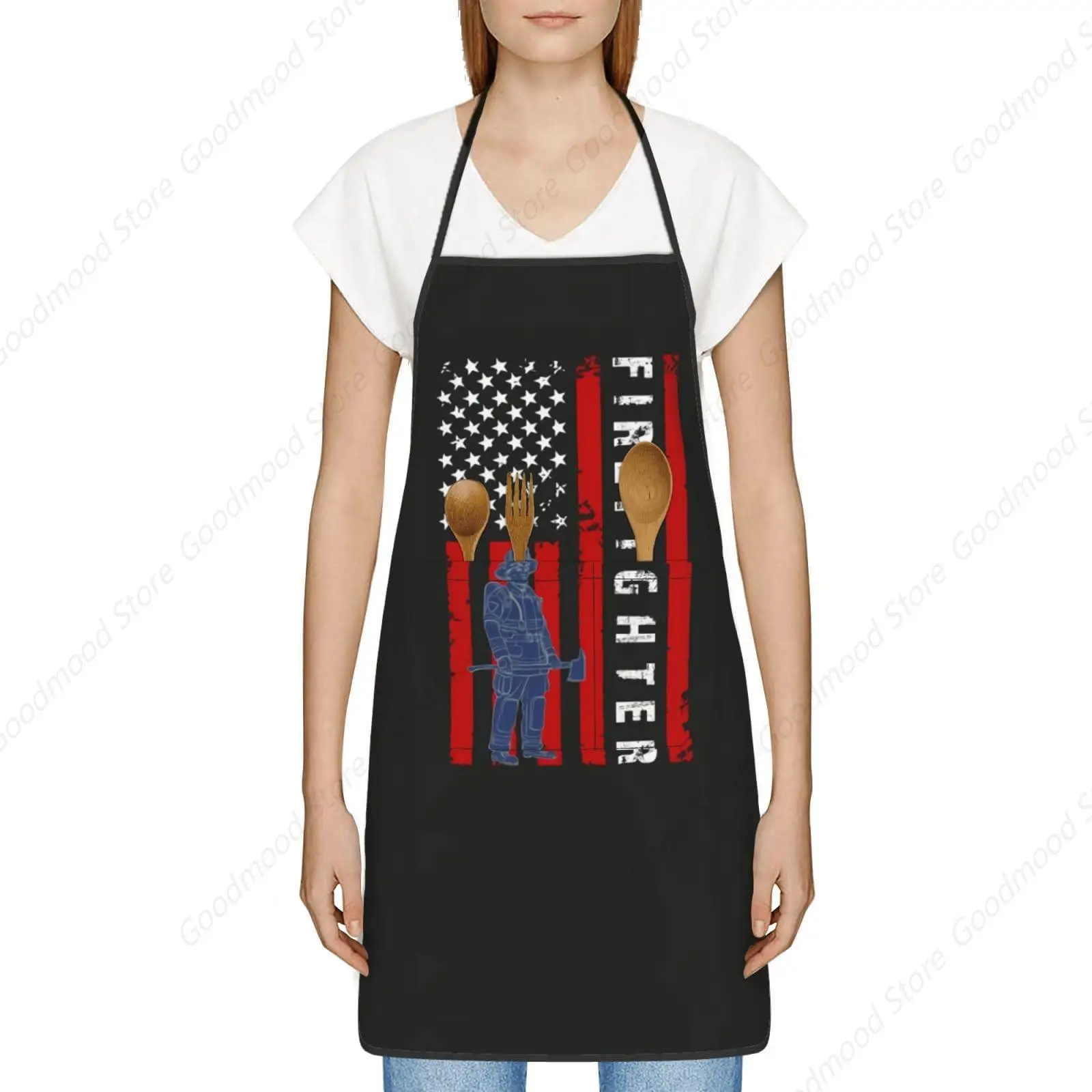 cool firefighter american flag thin red line flag apron,cooking aprons for men women,kitchen apron chef apron adjustable garden