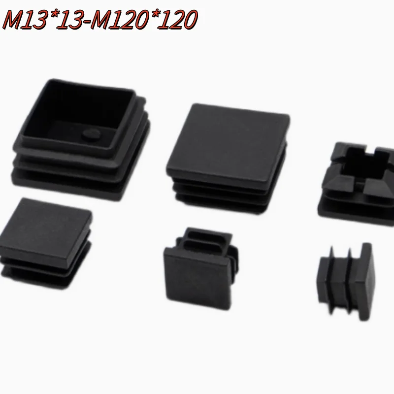 Rectangular Square Plastic Black Blanking End Cap Tube Pipe Insert Plug Bung Stopper Cover Furniture Foot Pads 10x15mm-100x100mm