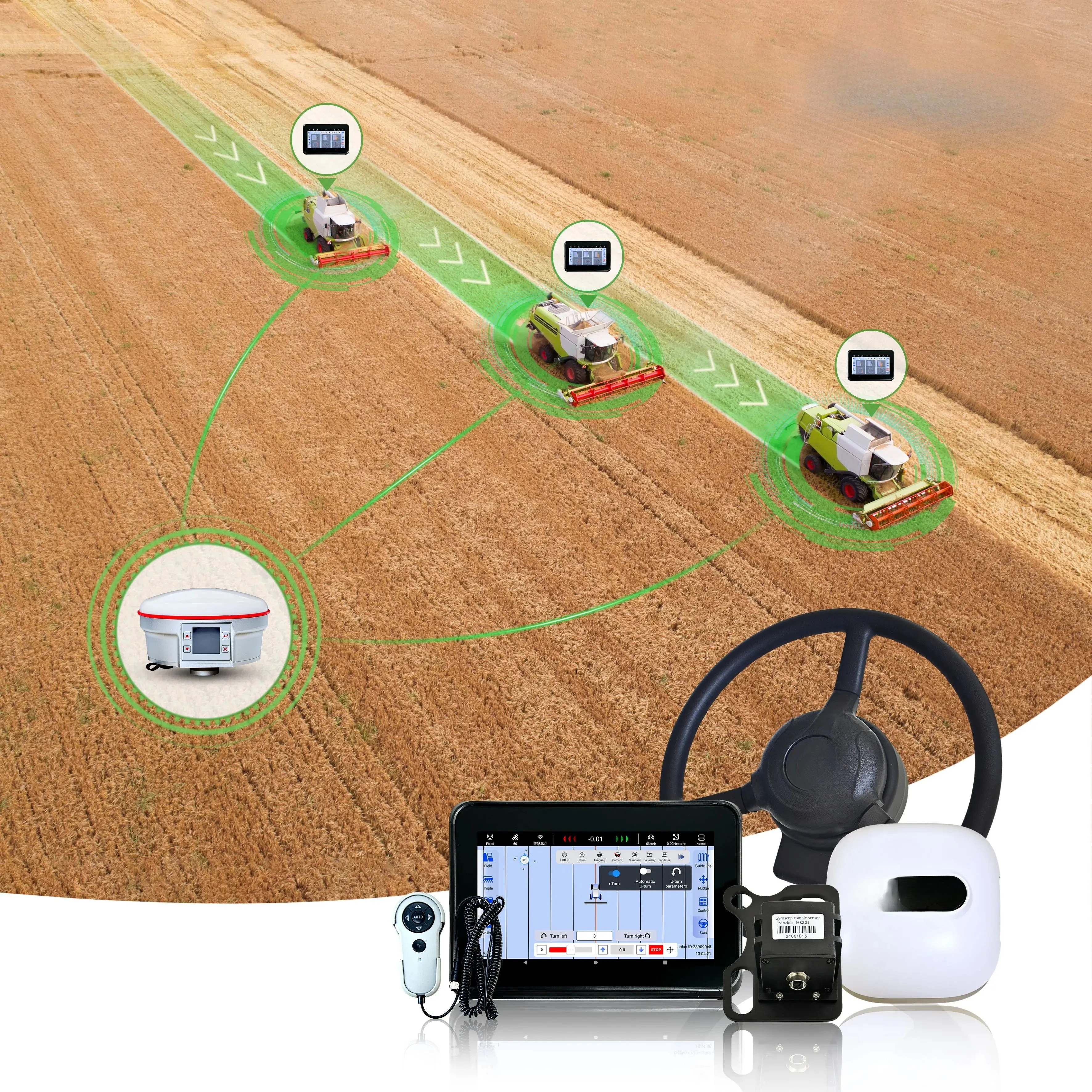 Sistem Navigasi Traktor Satelit Penuh untuk Traktor Pertanian, Sistem GPS RTK, Sistem Navigasi Autopilot Traktor