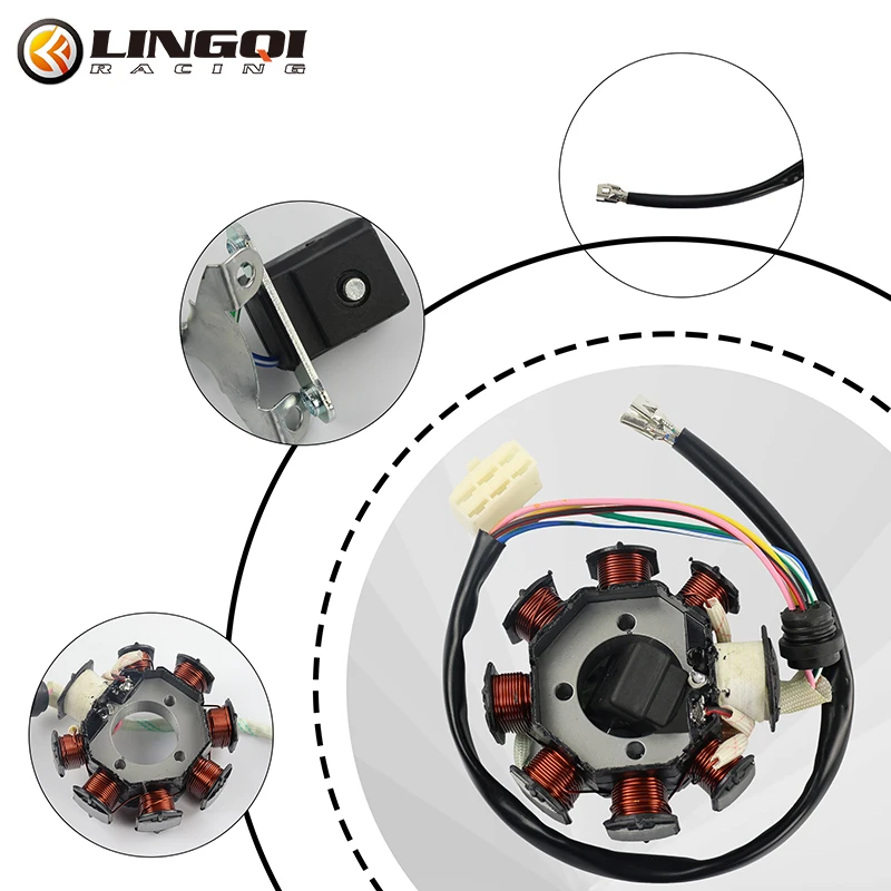 LINGQI RACING Motorcycle Generator Magneto Stator Coil 8 Poles 5 Wires For Motobike Modification150cc 250cc Motocross ATV