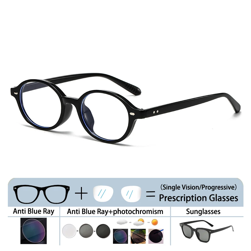 

Brand Design Oval-shaped Korean Style Frame Myopia Photochromic Anti Blue Ray Femal Sunglasses Presbyopic Prescription Glasses