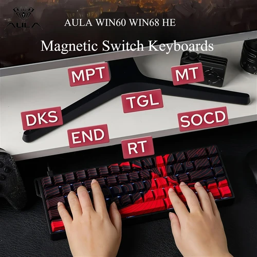 Imagen 2 del producto AULA WIN60 WIN68 HE teclados magnéticos Esports disparador rápido 8K retorno RGB Hotswap teclado mecánico para juegos por cable para Pc Gamer