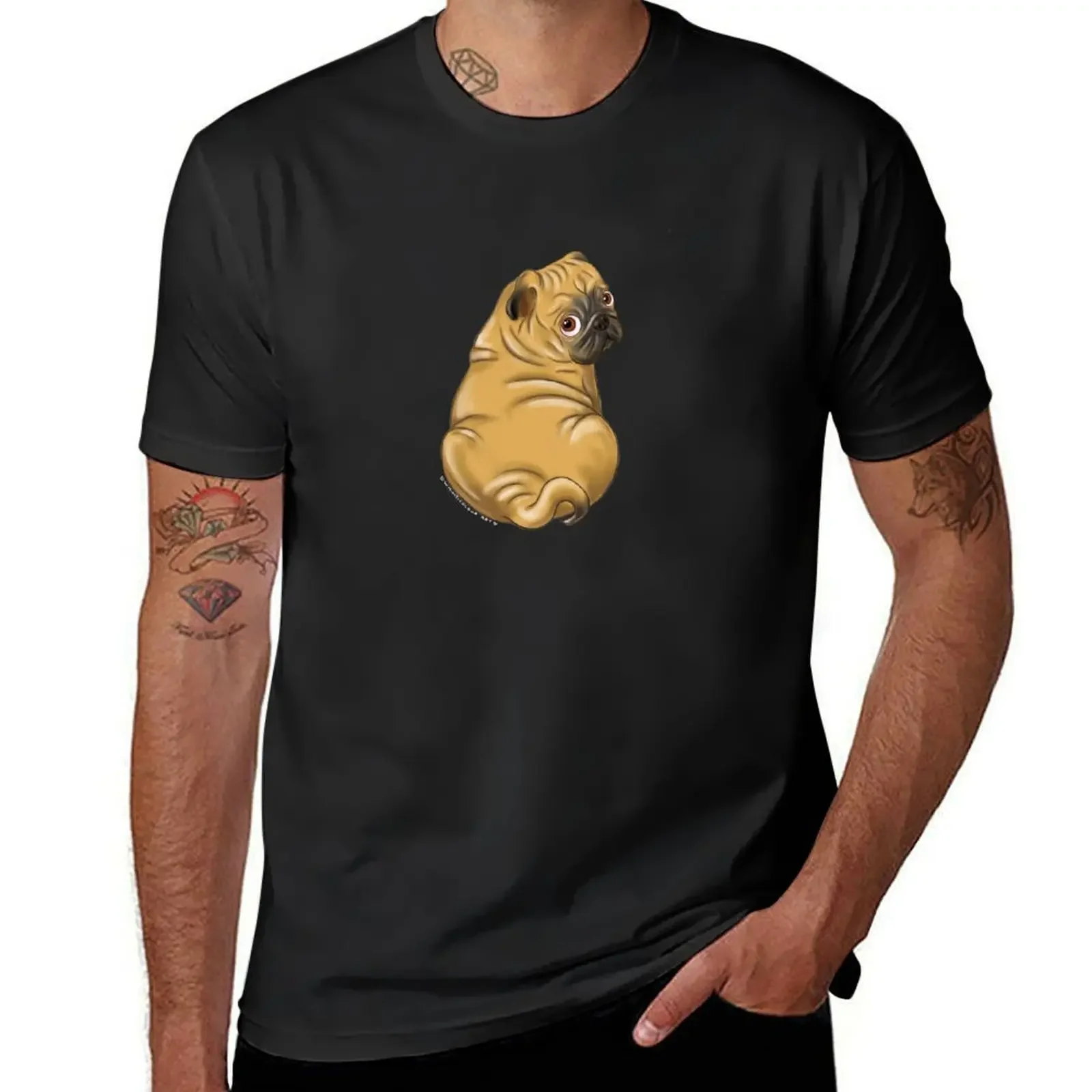 Squishy Pug rolls - Cute pug dog Illustration T-Shirt rapper graphic tees anime tshirt luxury designer clothes for men