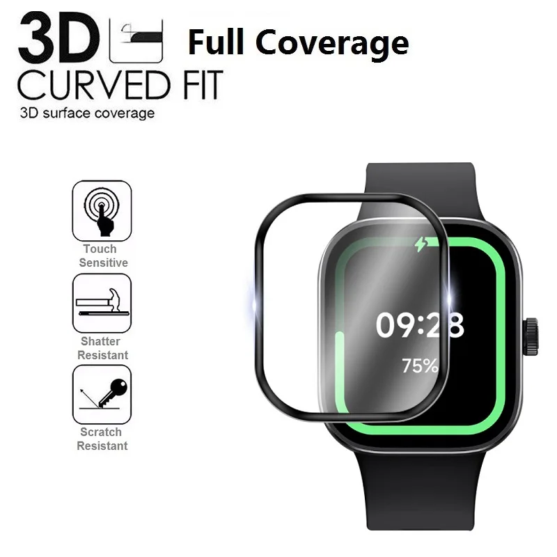 3PCS 3D Curved Edge Screen Protector for Xiaomi Redmi Watch 4 Smartwatch Full Cover Anti-Scratch Soft Protective Film