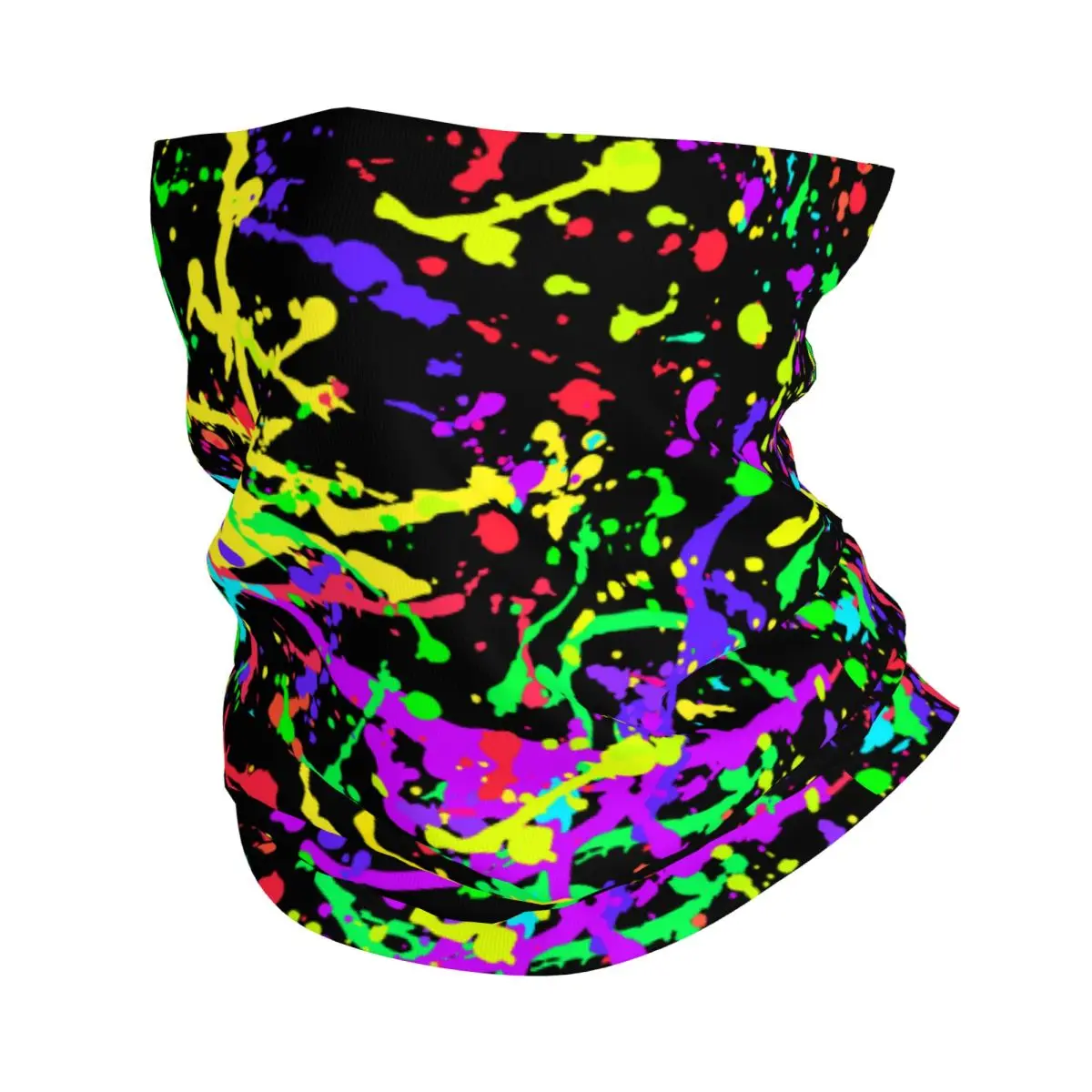 Colorful Splatter Thin Wrap Scarf Bandana Neon Splatter Neck Gaiter Face Cover Headband