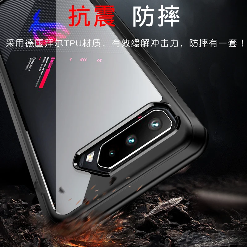 For Asus ROG Phone 5 Ultimate 5s Pro 6 6D 7  Case Ultra-thin Soft TPU Frame Transparent Acrylic Shockproof Back Cover Fundas