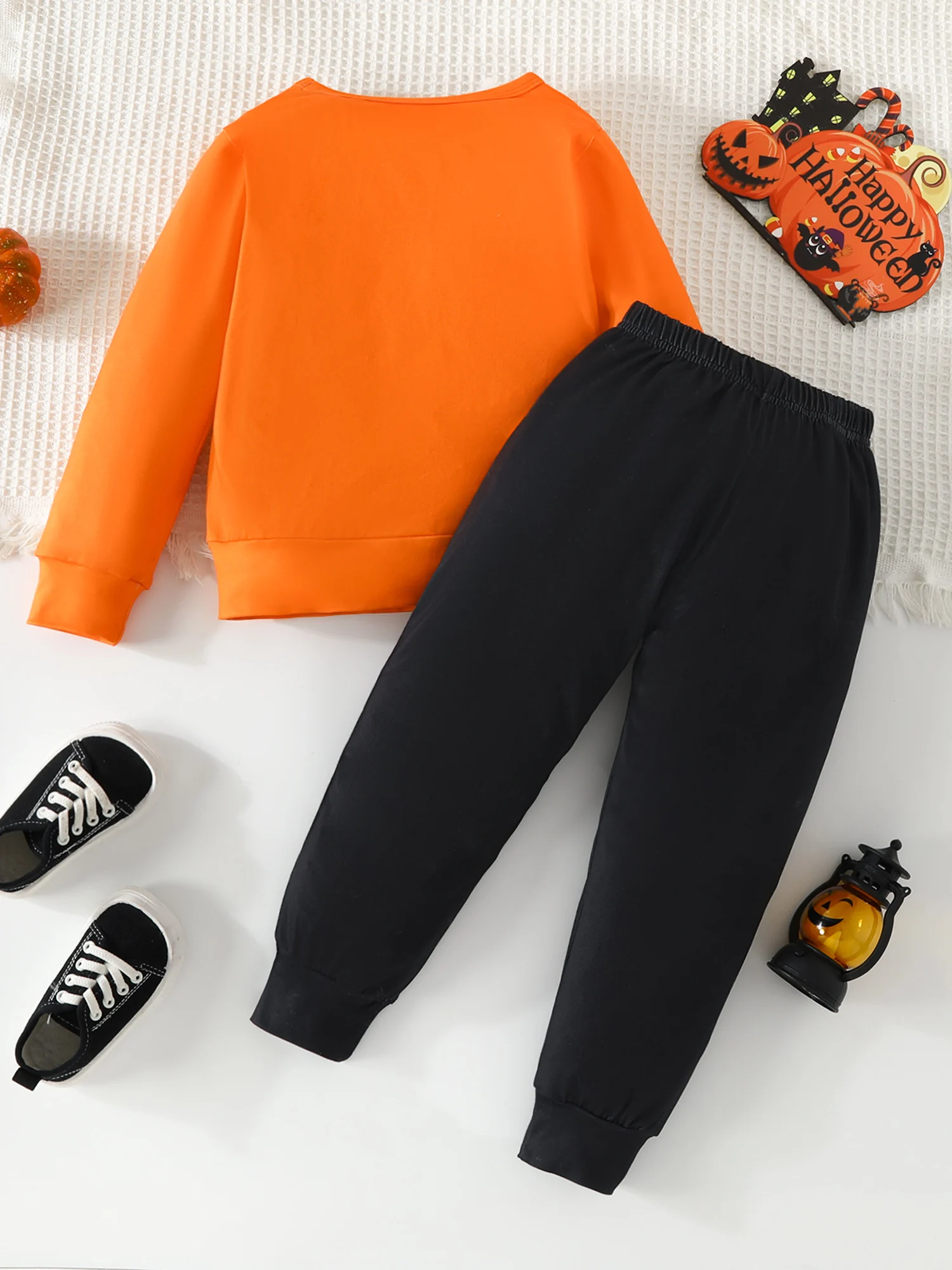 Baby Girls Boys Halloween Costume Long Sleeve Pumpkin Print Romper Jumpsuit Toddler Fall Winter Outfit Set