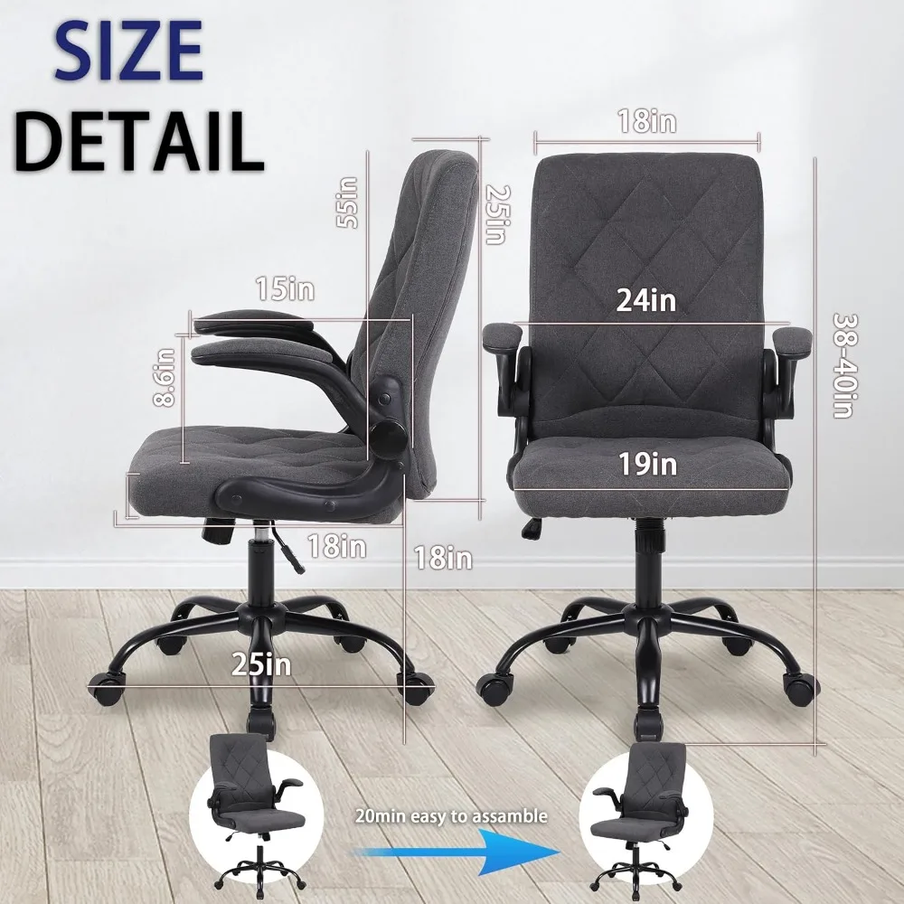 Adjustable Arms Office Chair, Ergonomic Comfy Comfortable Desk Chairs