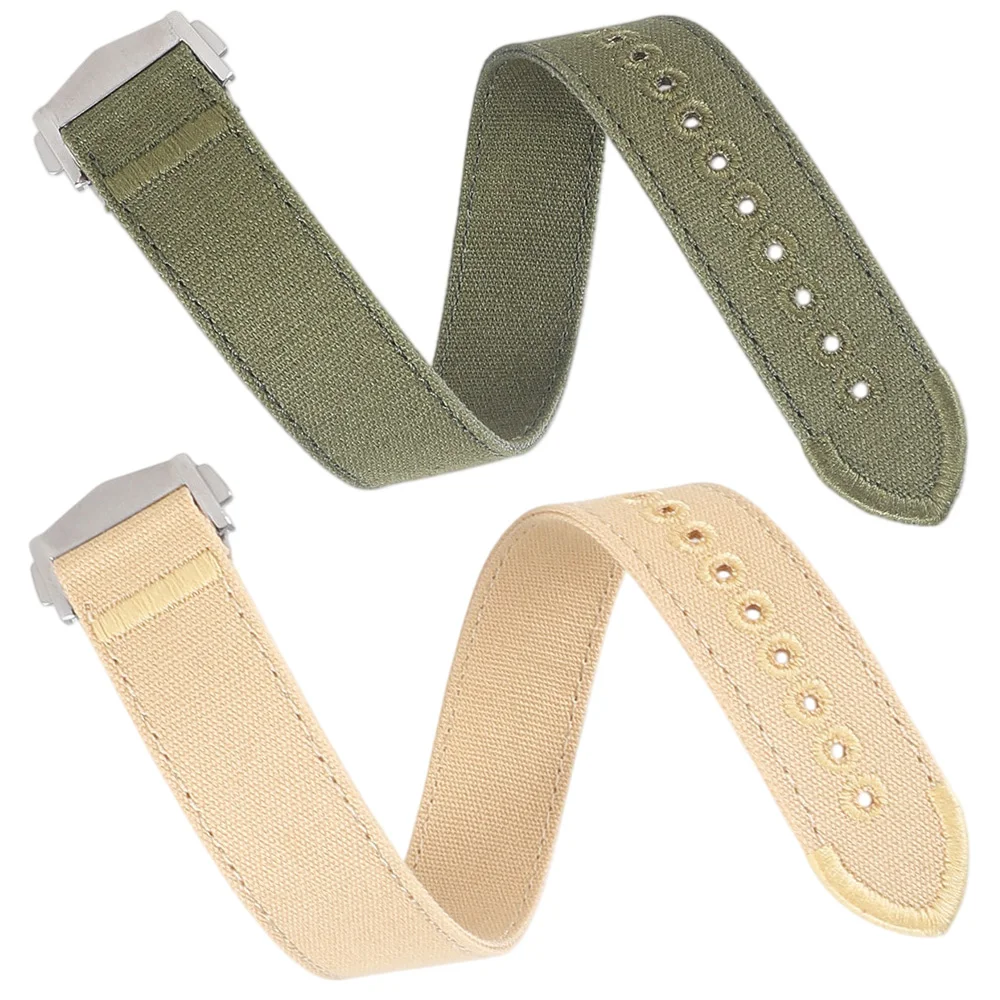 Premium Nylon Watch Band Deployment Clasp 20mm 22mm Sailcloth Watch Strap Embroidery Hole Folding Buckle Wristband for Omega