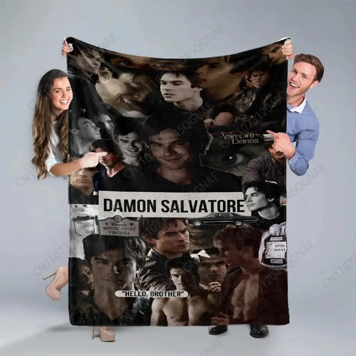 The Vampire Diaries Damon Salvatore Throw Blanket - TVD Damon & Elena, Vampire Diaries Characters, Soft Flannel Bedspread for Co