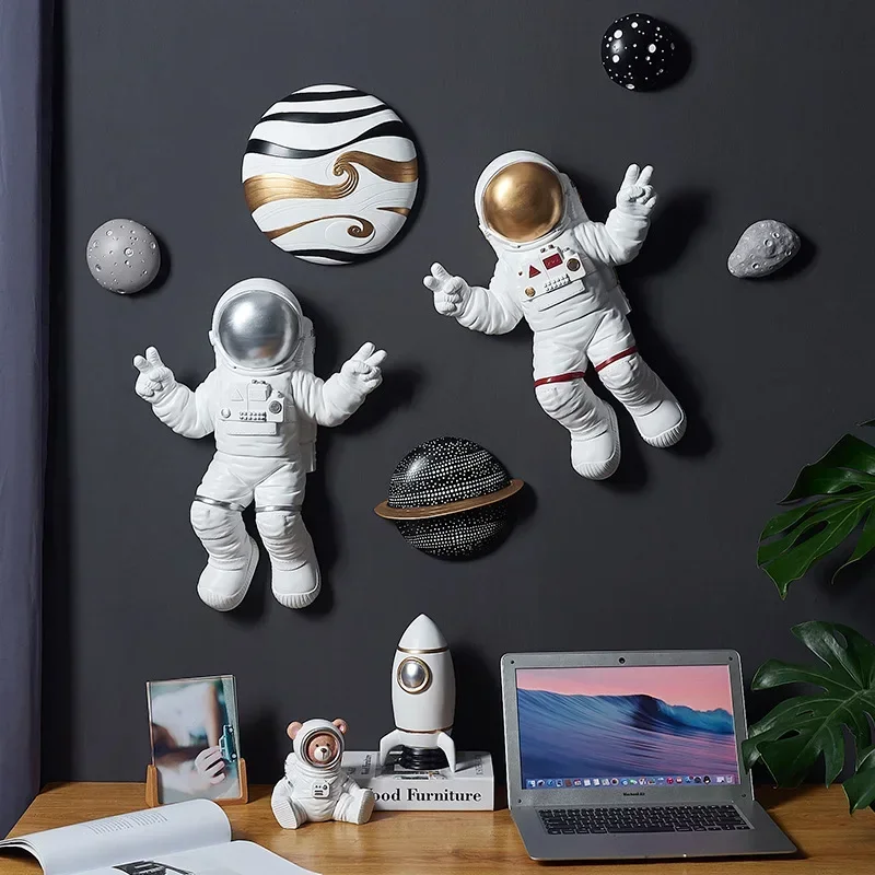 New Nordic Wall Decoration Astronaut Resin Shelves Home Decor 3D Wall Figurines For Living Room Bedroom Interior Accessories