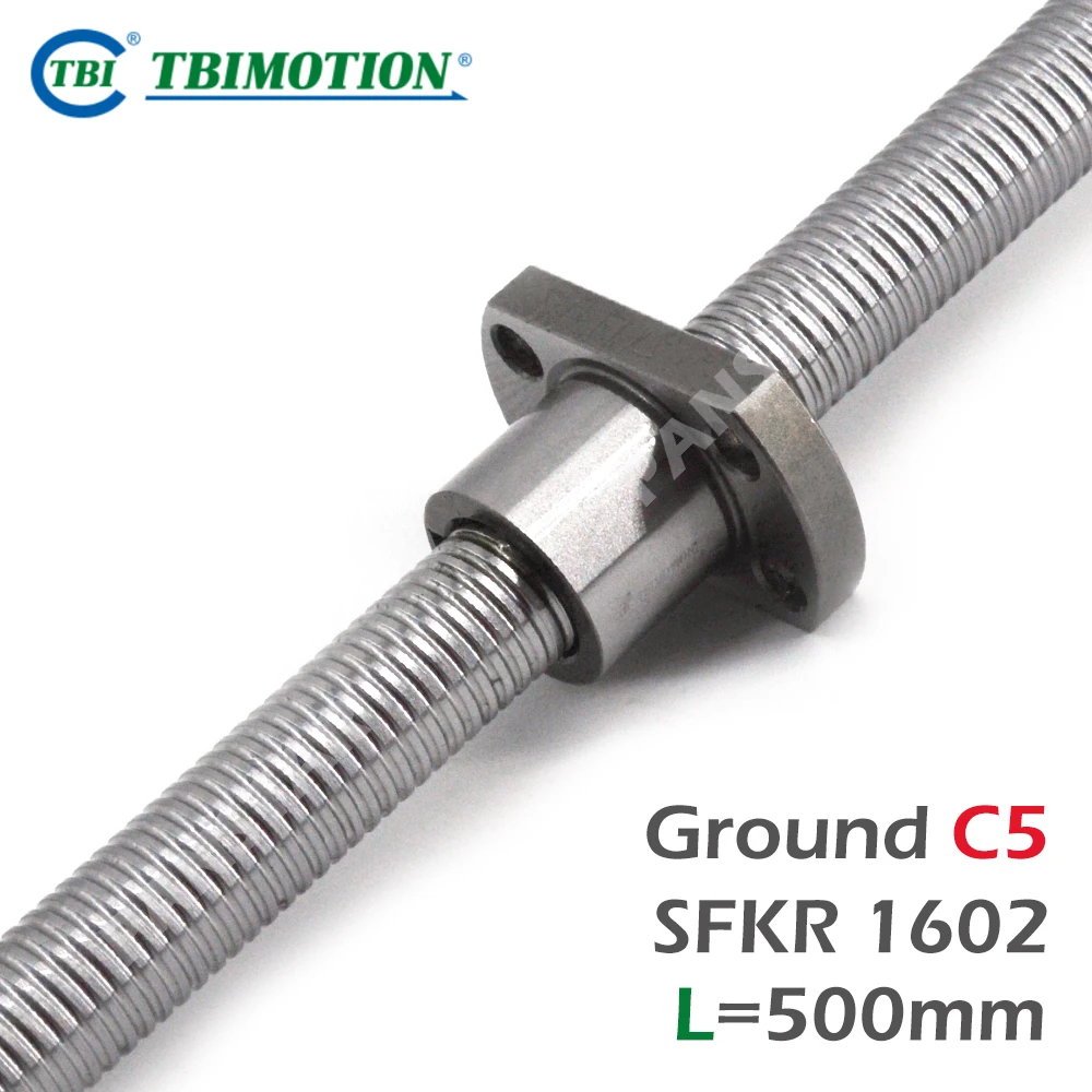 TBI Motion SFK1602 C5 Ground Ball Screw High Precision Mini Ballnut 500mm Flange CNC parts Mini 3D Printer Grind R16