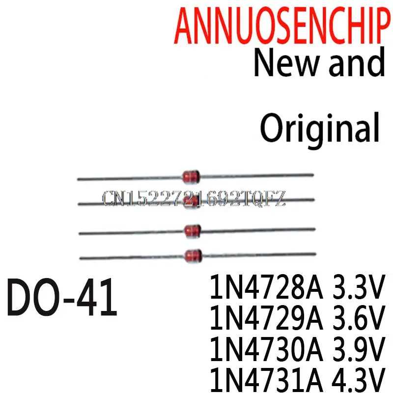 1000PCS New and Original  1N4728 1N4729 1N4730 1N4731 1W  DO-41 1N4728A 3.3V 1N4729A 3.6V 1N4730A 3.9V 1N4731A 4.3V