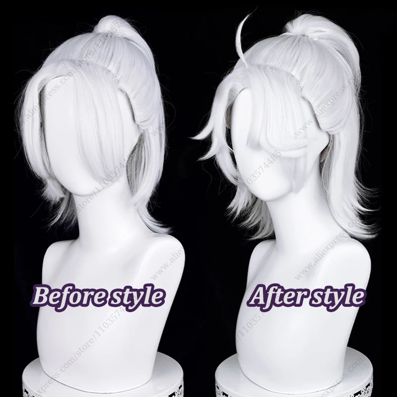 Game Rice Luca Balsa Cosplay Wig 40cm Long Silver White Heat Resistant Synthetic Hair