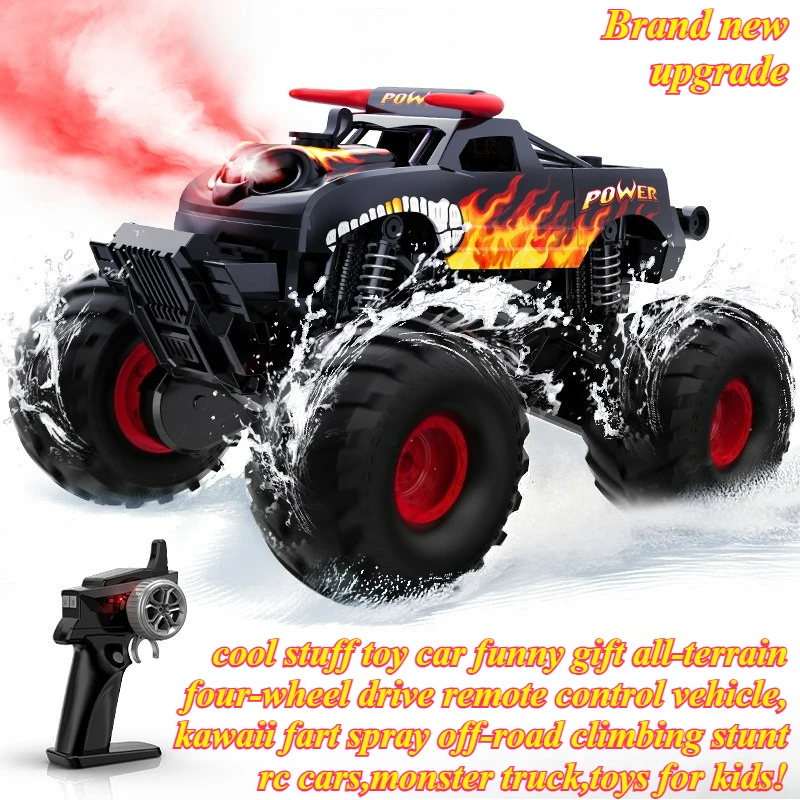 Cool Stuff Toy Car Funny Gift-Amphibious 4WD Rc Cars,Remote Control Car,Kawaii Fart Spray Off-road Stunt Rc Truck,Toys for Kids