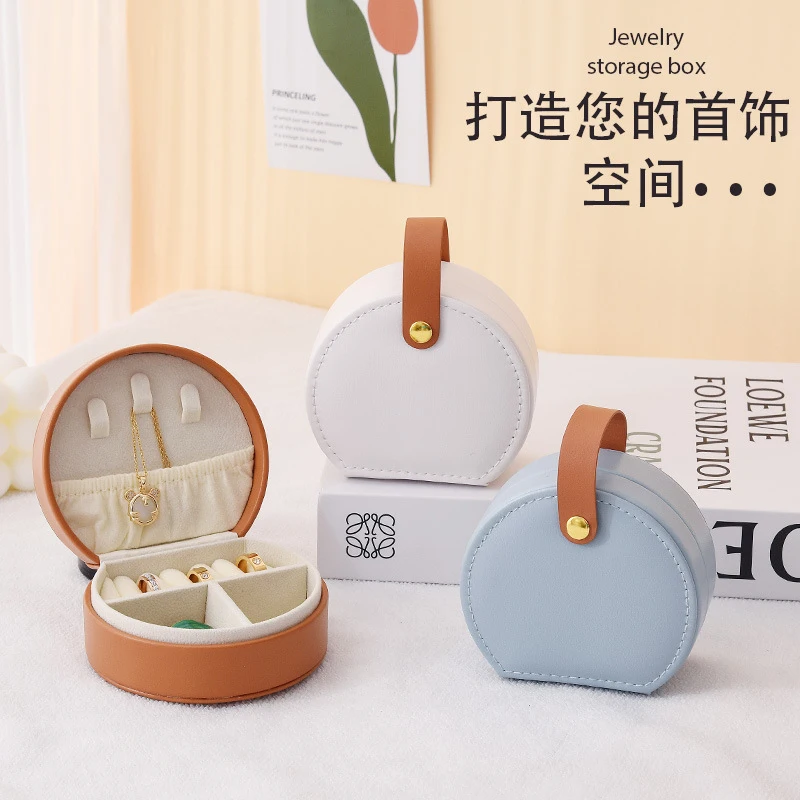Top New Mini Exquisite Fashionable Portable Circle Earrings Necklaces Rings Jewelry Handbag Box Storage Simple Gifts For Women