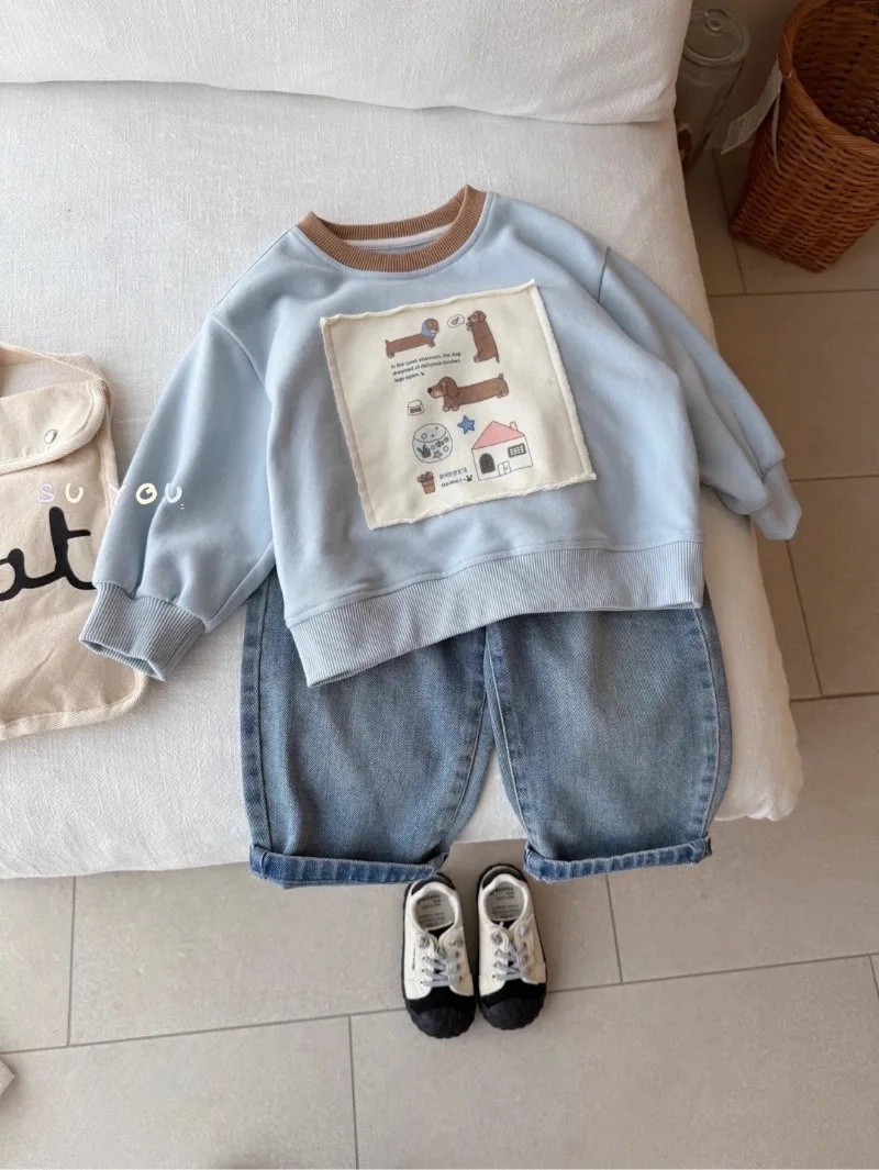 UNITIM Herbst Kinder Jungen Sweatshirts mit Hundemotiv Kinder Babys Jungen Pullover Lässiger Rundhals-Kragen Kleinkinder Jungen Langarm – Detail 6