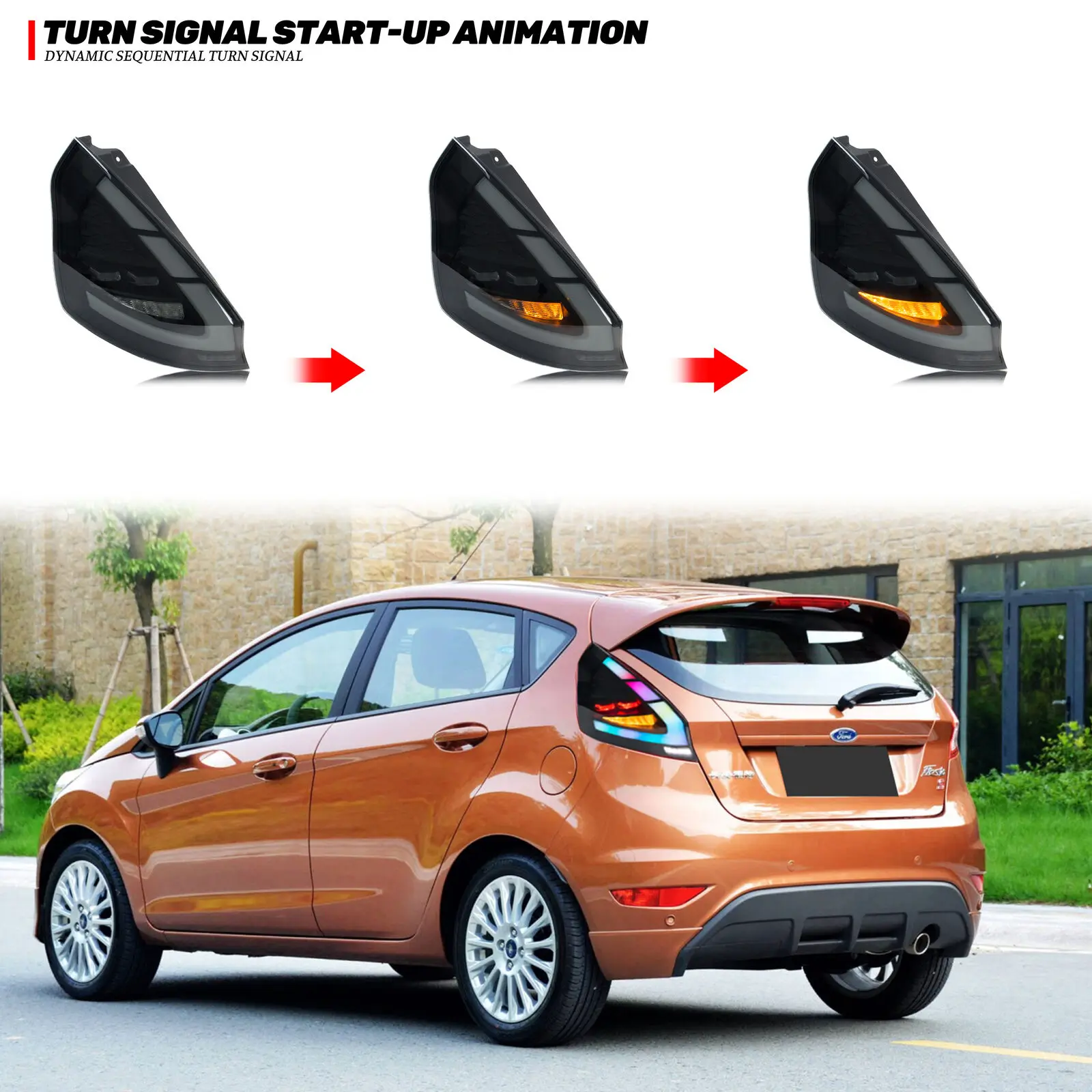 Luces traseras LED RGB para Ford Fiesta MK7 MK7.5 V 2008-2018 conjunto de luces traseras de señal de giro secuencial que cambian de Color