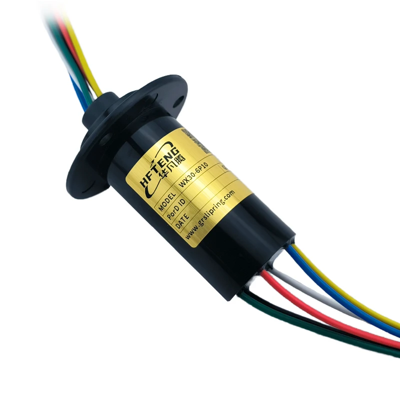 High power capsule slip ring OD 30mm multi-channel conductive slip ring 6-way 10 amp to 30 amp slip ring can be used with motors