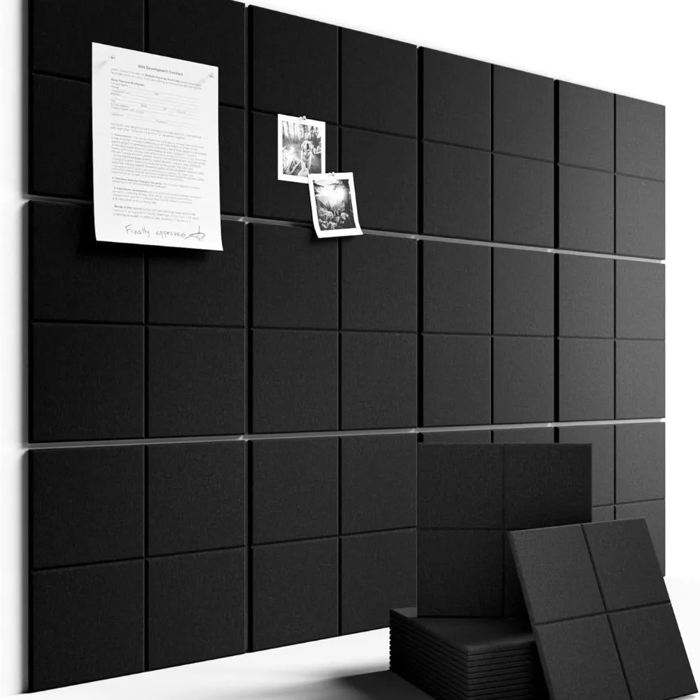 1 Pack Photo Display Felt Bulletin Board with Adhesive Noise Reducing Pin Board Sound Absorbing Bulletin Board Tile Wall Decor
