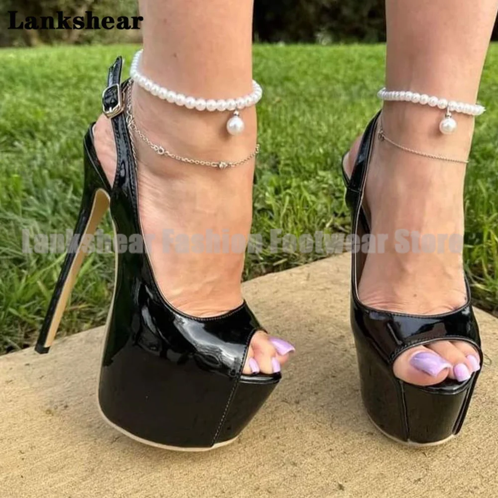 

Platform Stiletto Heel Pumps Sexy Round Peep Toe Sandals Luxury Party Women Shoes Summer High Heels Sandalias De Mujer Verano