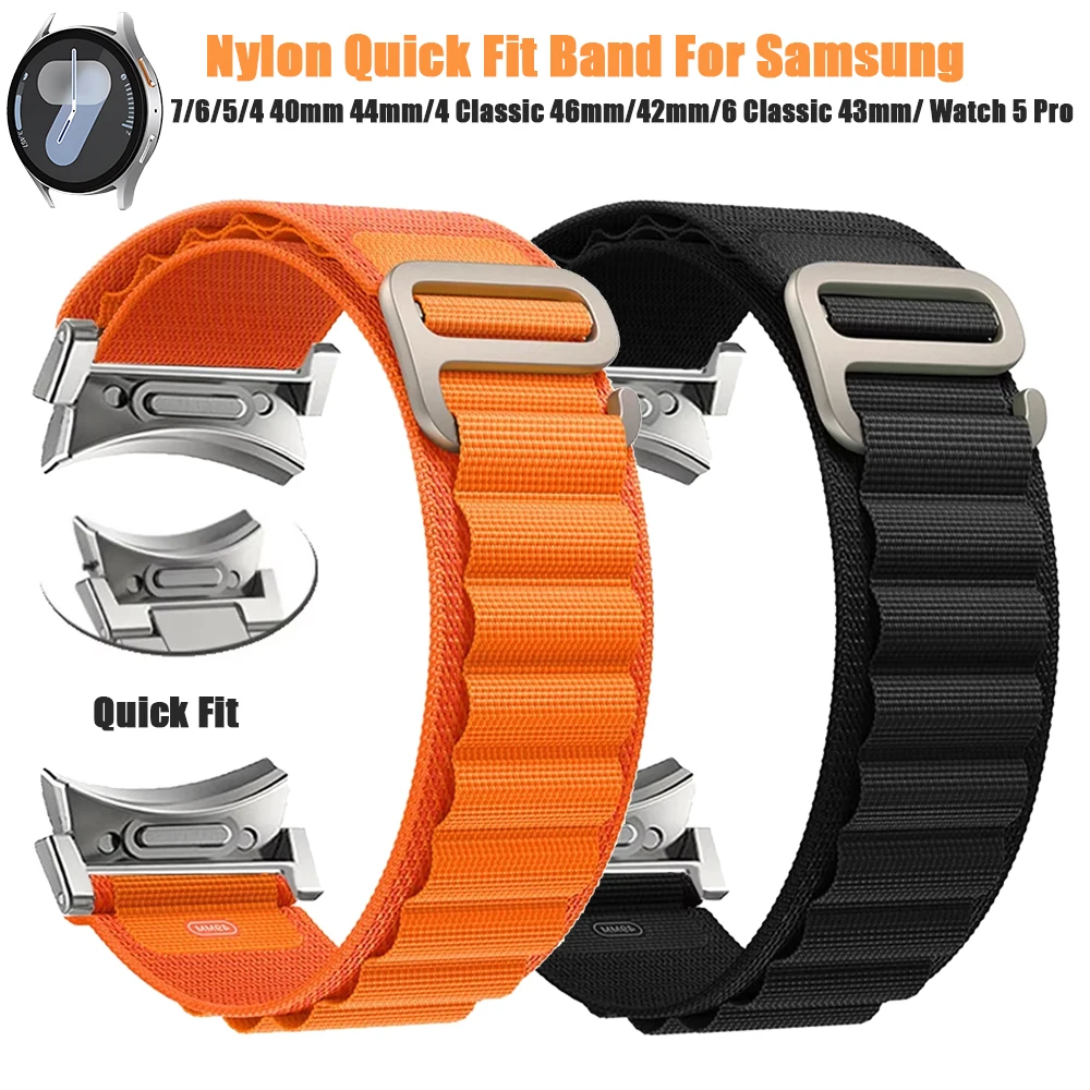 20mm Alpine Nylon Band For Samsung Galaxy watch 7/6/5/4/classic/Pro 45mm 44mm 40mm No Gaps Correa Galaxy watch 6 Classic Strap