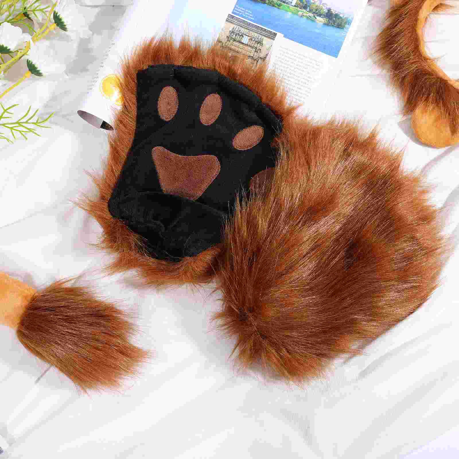 Cosplay Costume Accessories Animal Ear Headband Inflatable Lion Halloween Accessory Prop Tail Set