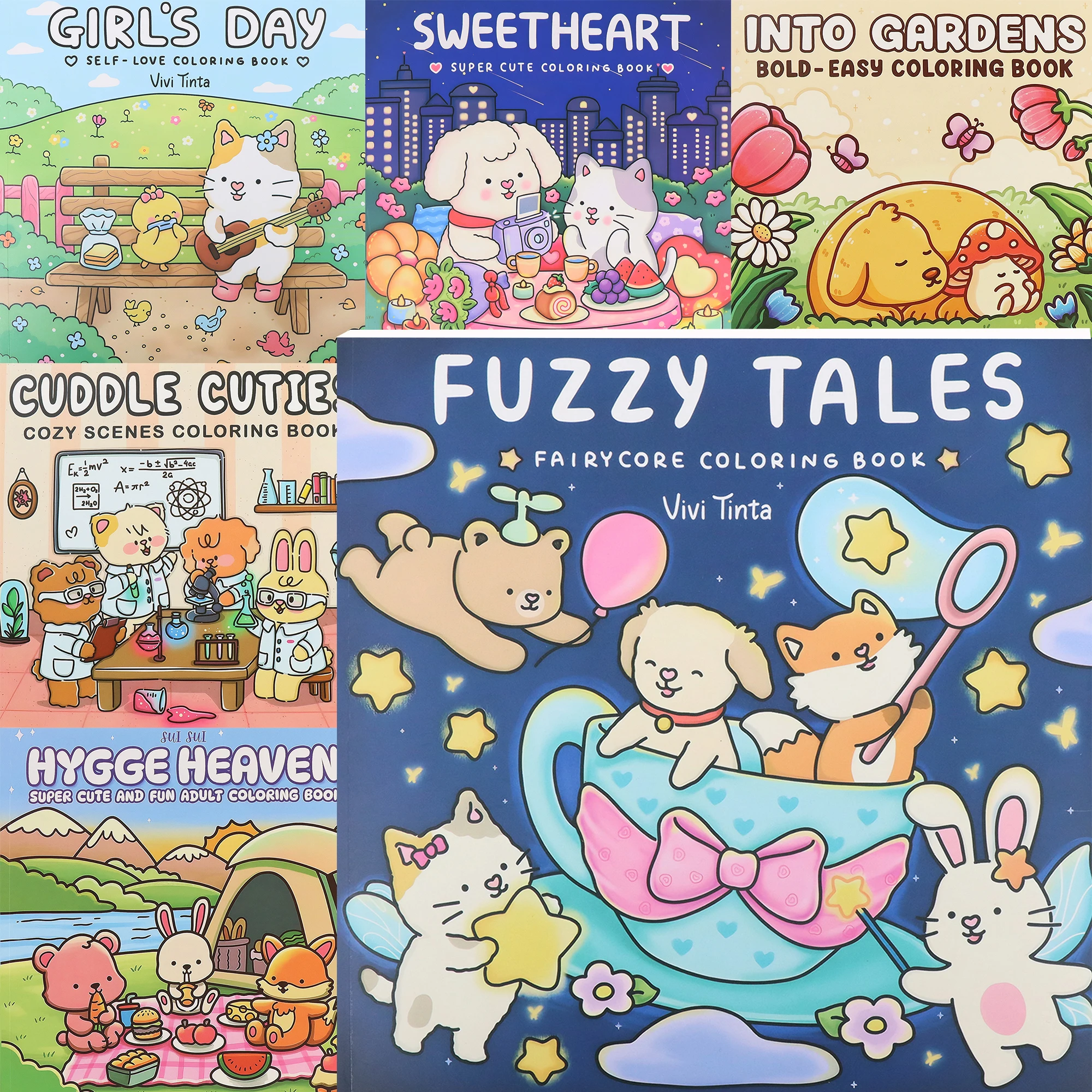 

Fuzzy Tales Fairycore Coloring Book for Adults & Teens - Cute Animal Characters, Plush Friends Design, Relaxing Creative Activit