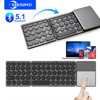 Tri-Folding Keyboard Bluetooth 5.1 Keyboard with Touchpad Mini Wireless Keyboard Rechargable Keyboard For Tablet Android Windows