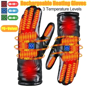 Rechargeable Heated Gloves Thermal Touchscreen Gloves 3 Temperature Levels Cold Weather Gloves for Outdoor Cycling Skiing Hiking