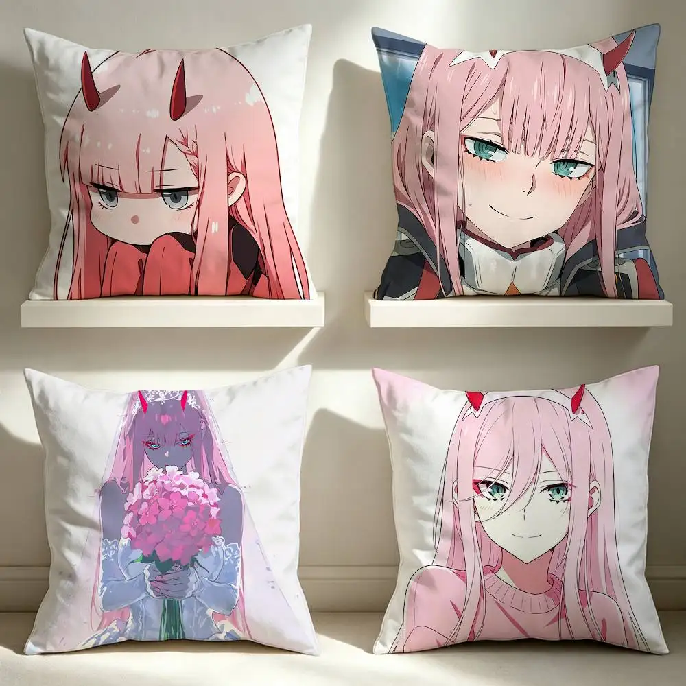 Hot-selling 02 Zero Two  Double-Sided Printed Cushion Cover Bedroom Bedside Sofa Pillow Case