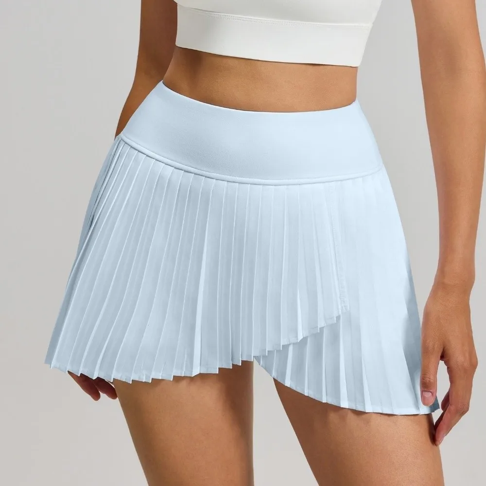 Sporty Double Layer Tennis Pleated Skirt Pleated Style With Inner Lining High Waist Yoga Skirt with Pocket Sport Skirt For Women