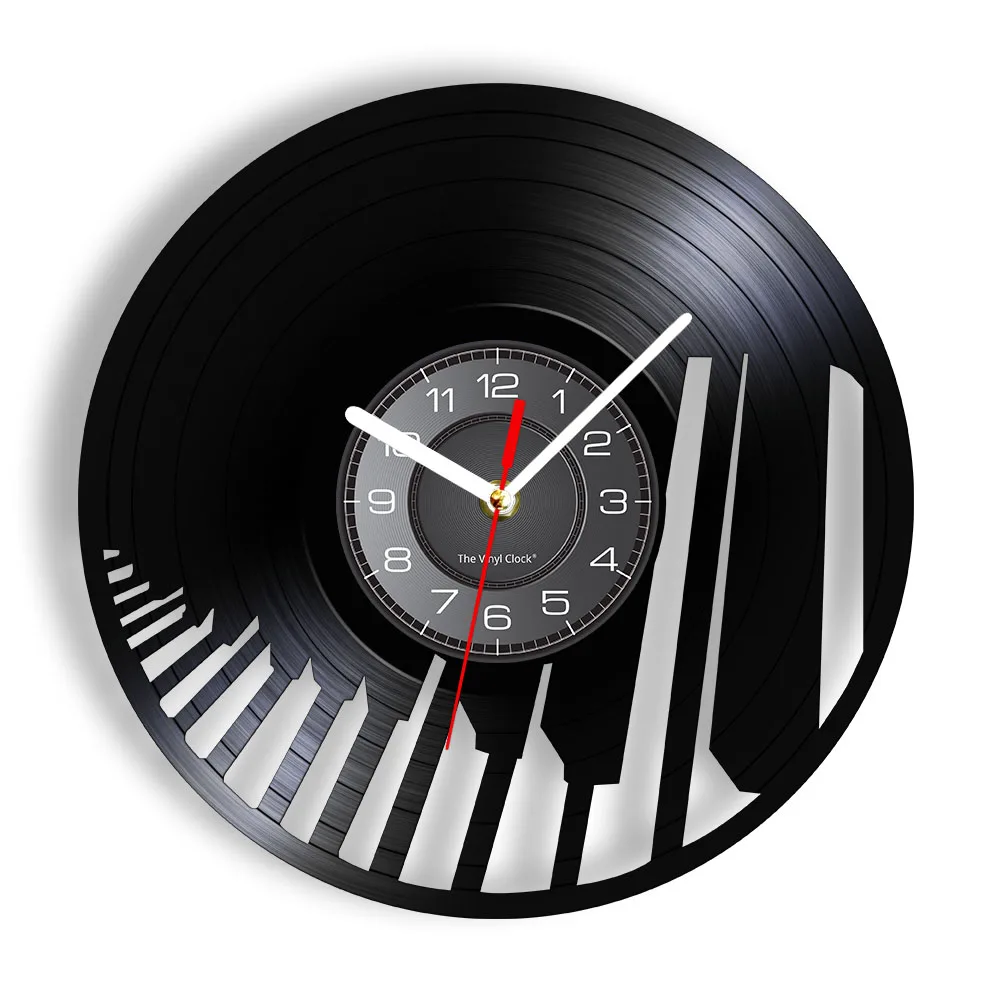 Sound Wave Piano Keyboard Wall Art Wall Clock Pianist Vinyl Record Wall Clock Musical Home Decor Classical Music Lovers Gift