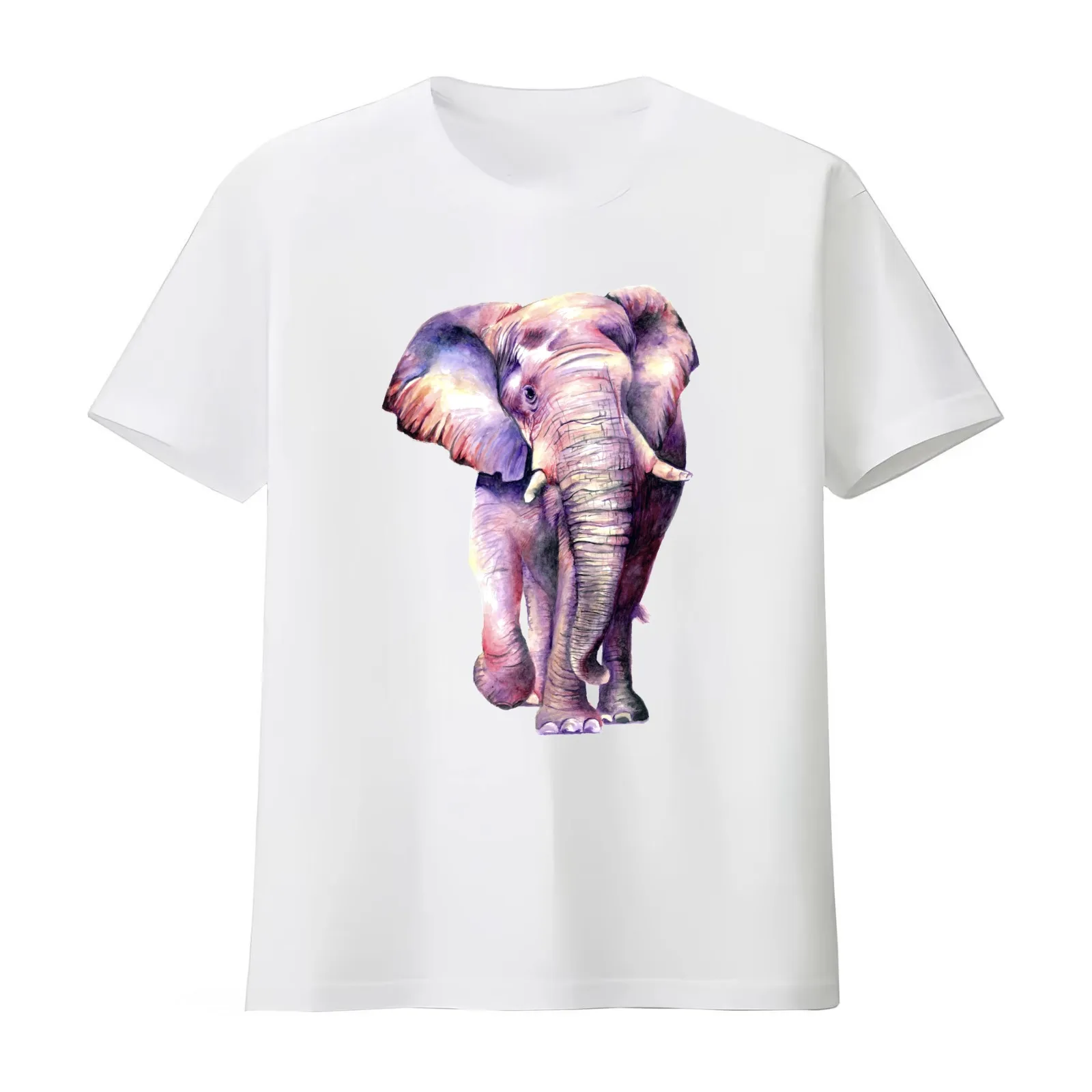 Butterfly colored Elephant T-Shirt Summer Casual Cotton Tee Oversized Streetwear Tops Vintage Graphic Print Unisex Men Women