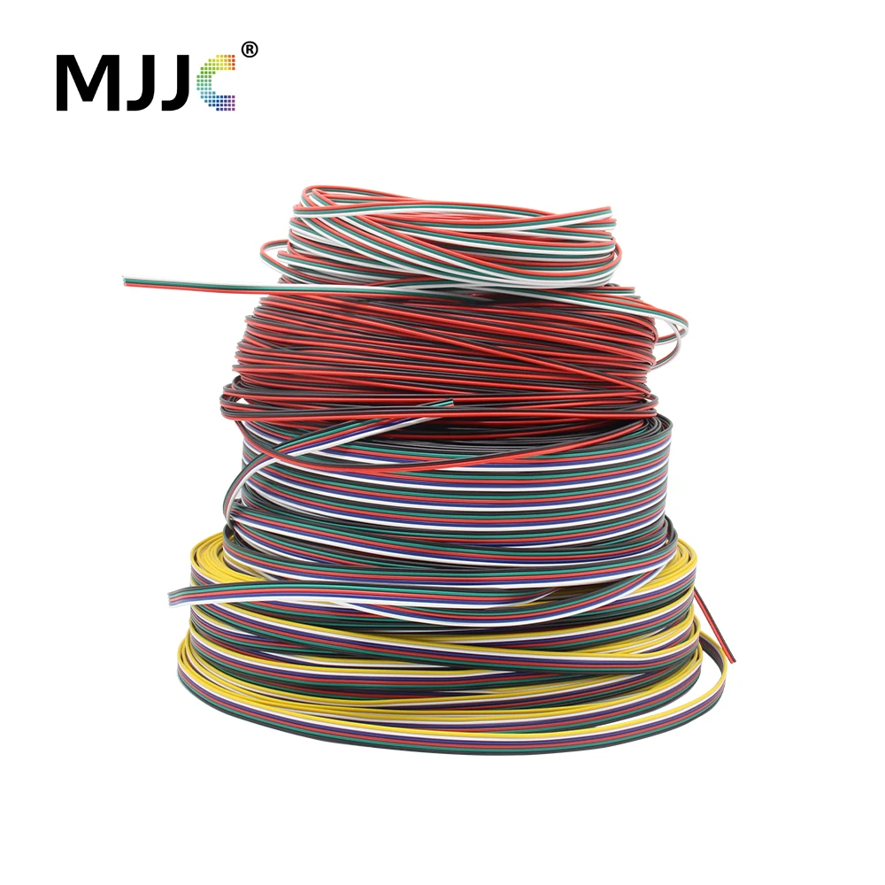 2/3/4/5/6 Pin Electric Cable for WS2812 WS2811 RGB Single Color 2835 5050 LED Strip 5M 10M 22AWG Tinned Copper Electrical Wire