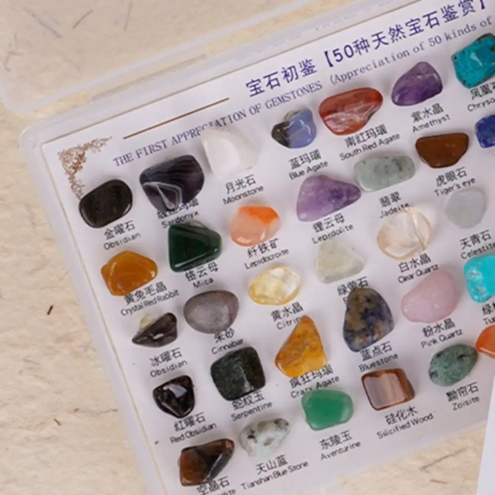 50 pièces/boîte multicolore pierres précieuses naturelles spécimens cristal dur pierre brute spécimens minéraux exquis magnifiques échantillons de Quartz
