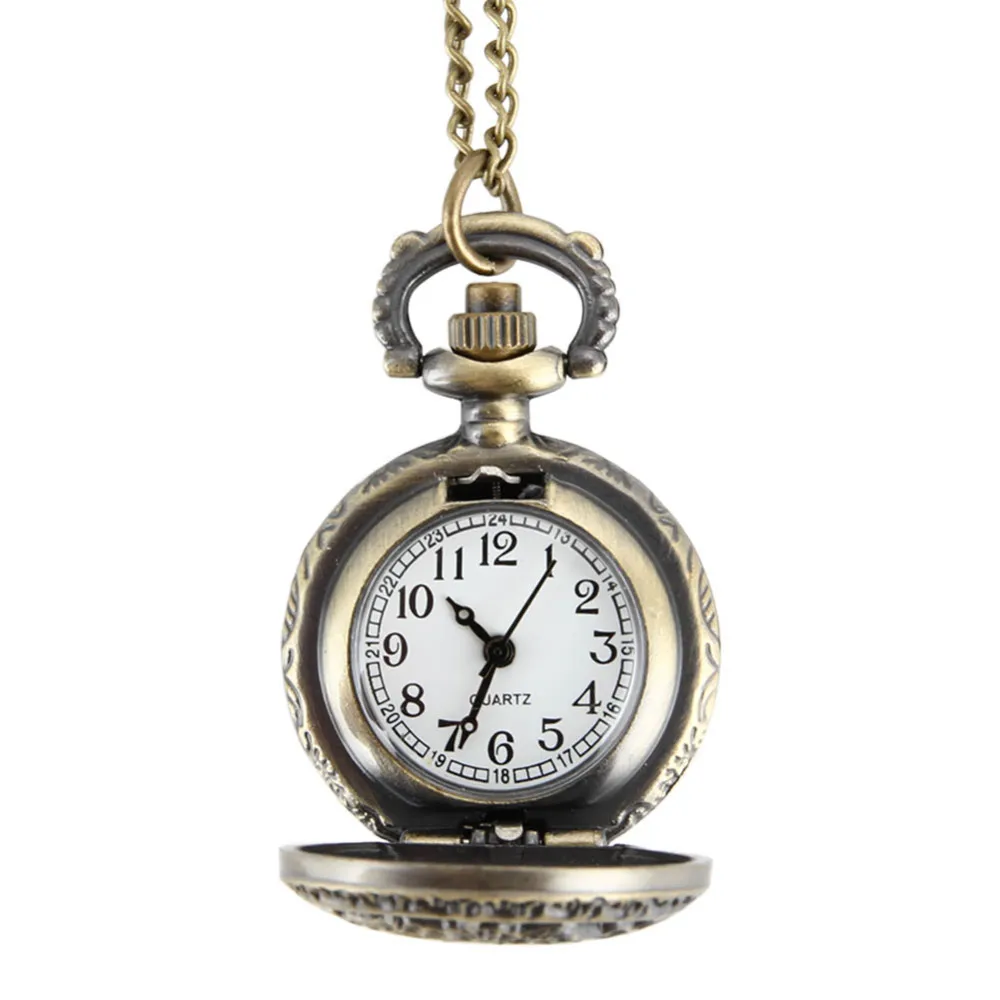 Fashion Women Quartz Pocket Watch Alloy Hollow Out  Butterflies Vintage Sweater Chain Necklace Pendant Clock Gifts