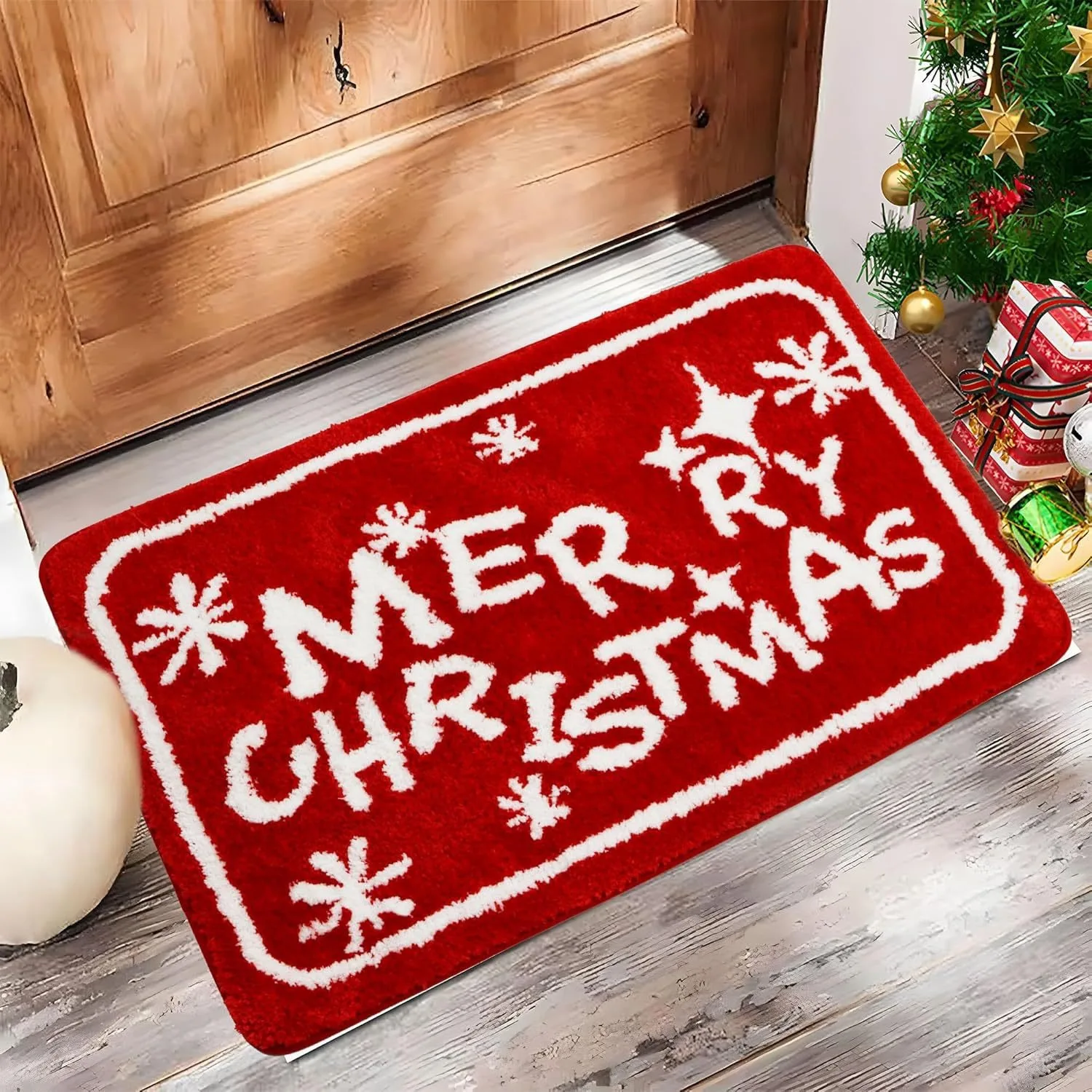 

VIKAMA Cartoon Christmas Floor Mats, Foyer, Bathroom Door Floor Mats, Plush Soft Absorbent Foot Mats, Home Decoration