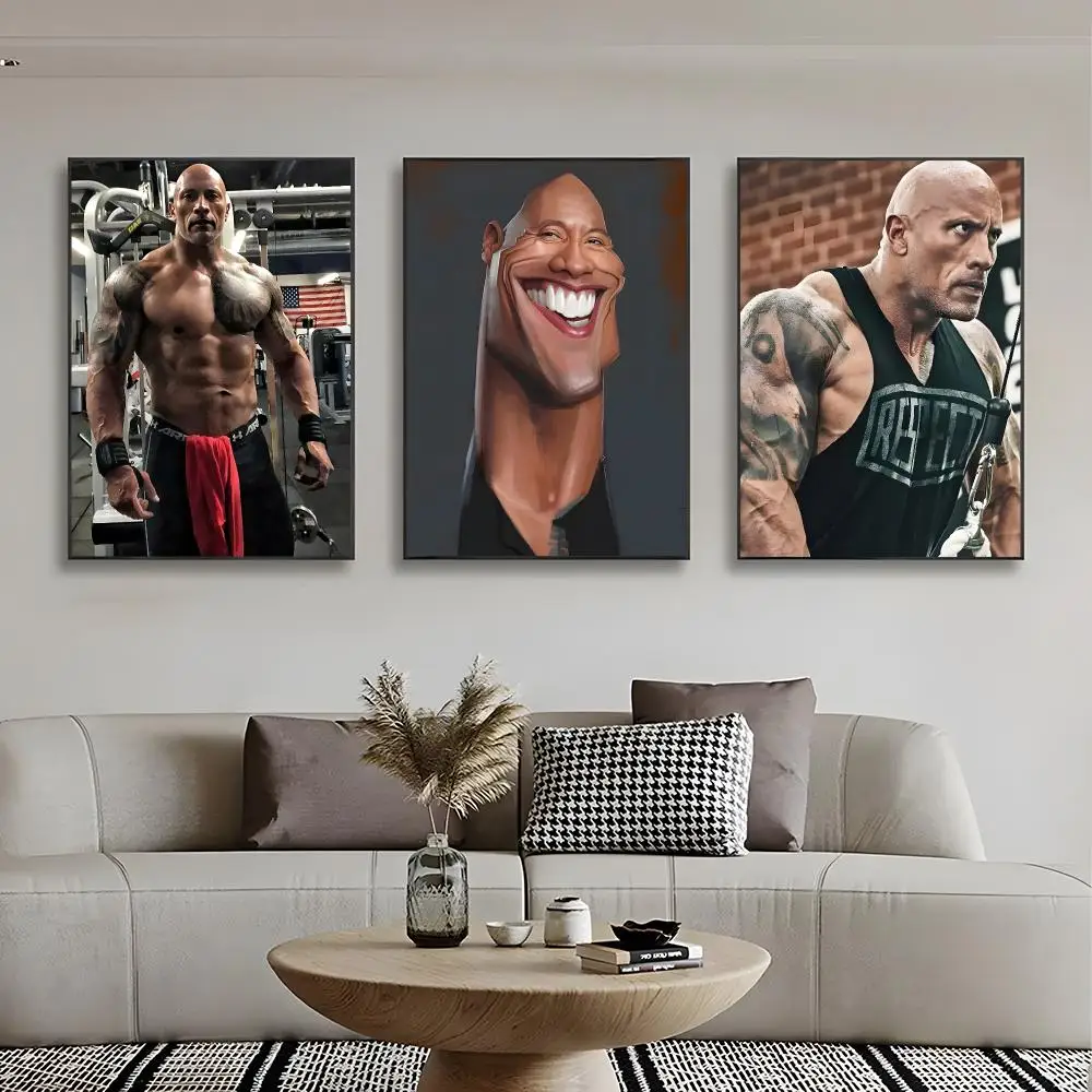 Action Star D-Dwayne Johnson Poster Frameless Wall Art Print, Peel-and-Stick Removable