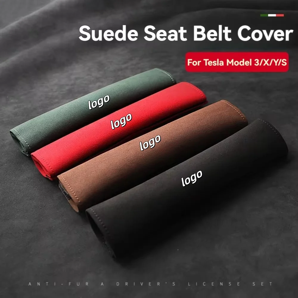 Suitable for Tesla Model 3/X/Y/S 2pcs Car Seat Belt Cover Shoulder Protection, Anti Pinch, Soft Strap Pad Suede car accessories