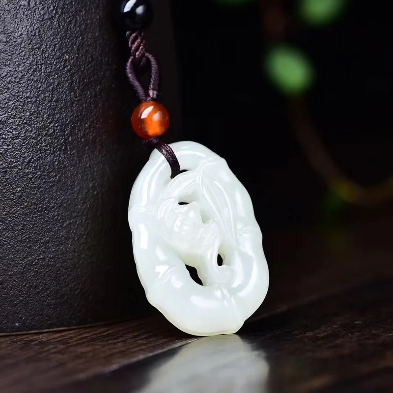 Hetian White Jade Pendant Symbolizing Continuous Growth And Prosperity, Blessing Charm Backpacks