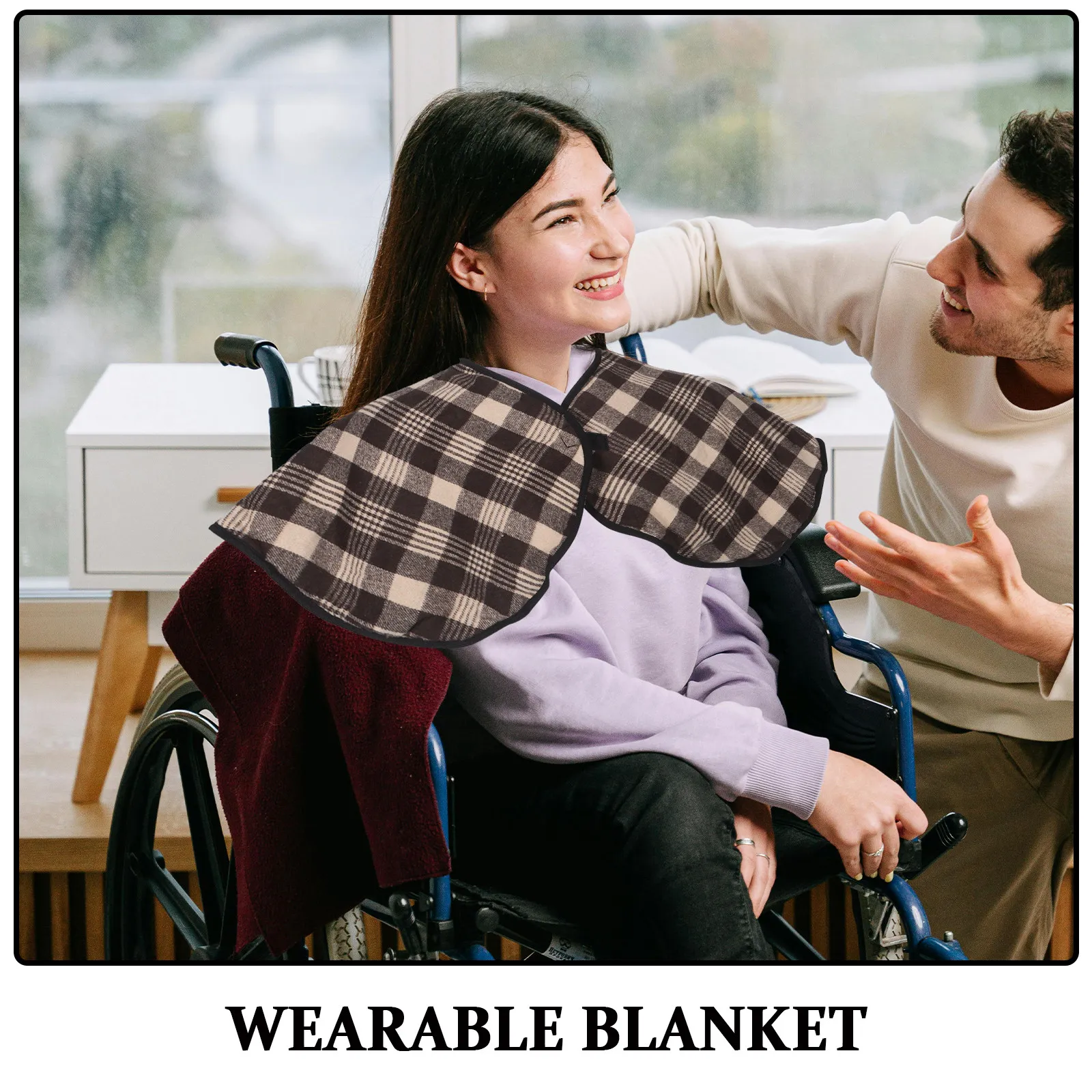 Wheelchair Warm Blanket Windproof Waterproof Wearable Cloak Magnetic Fastening Poncho Coat Elderly Adults Scooter Outdoor