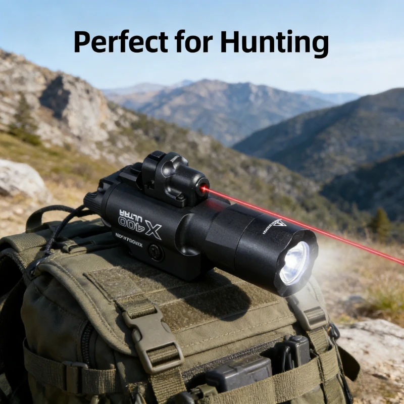 

Многофункциональный фонарь-лазер X400U 2-в-1: совместим с 20-мм планкой для игрушечных страйкбольных пистолетов, охоты, CS-матчей и игр