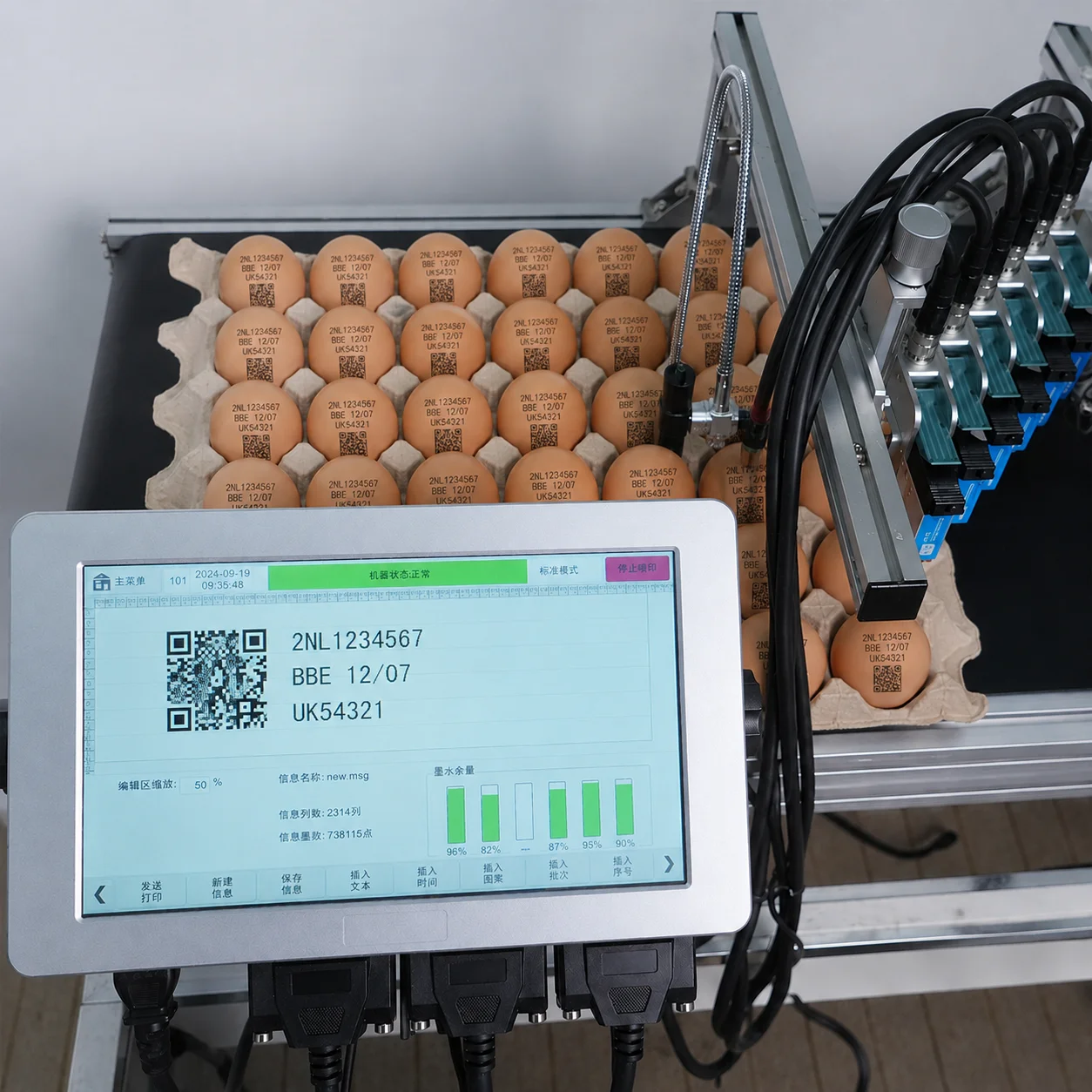 High-Efficiency DOCOD T690-6 TIJ Inkjet Printer 1-152.4mm Print Height Date Coding Machine for Egg QR Code Marking