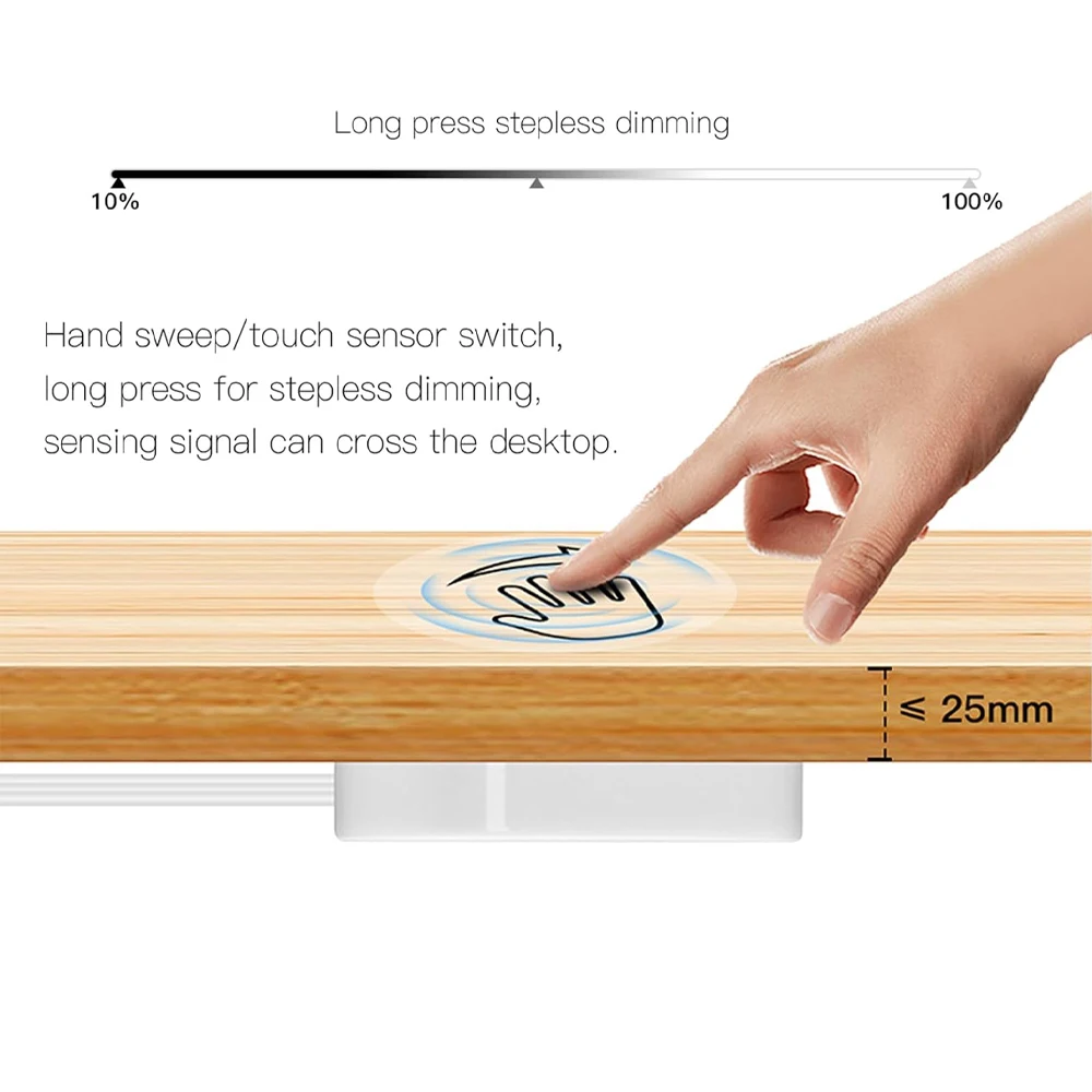 CENFAYA Dimmable Switch 5V 12V 24V 4A Penetrable Wooden Touch Switch Hand Sweep Sensor Dimmer LED Light Controlle Paste Anywhere