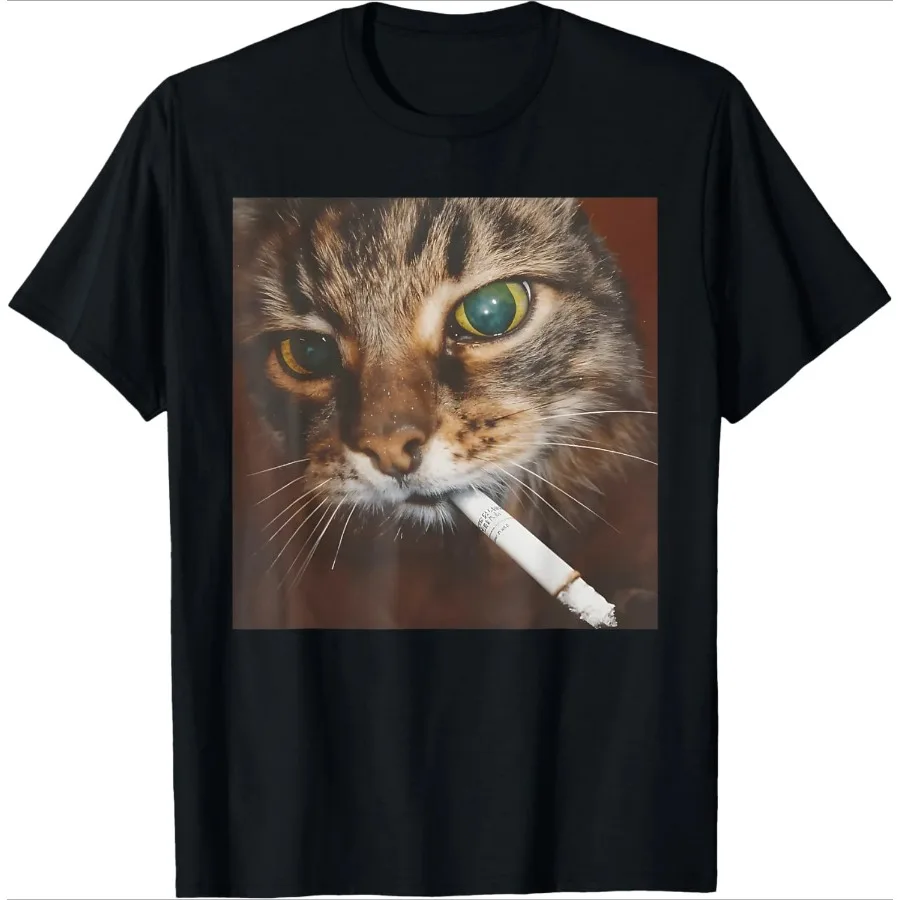 Cat Thumbs Up Crying I'm Trying My Best Funny Tee Casual Cotton Short Sleeve T-Shirt Streetwear Harajuku Mens Clothes Tops