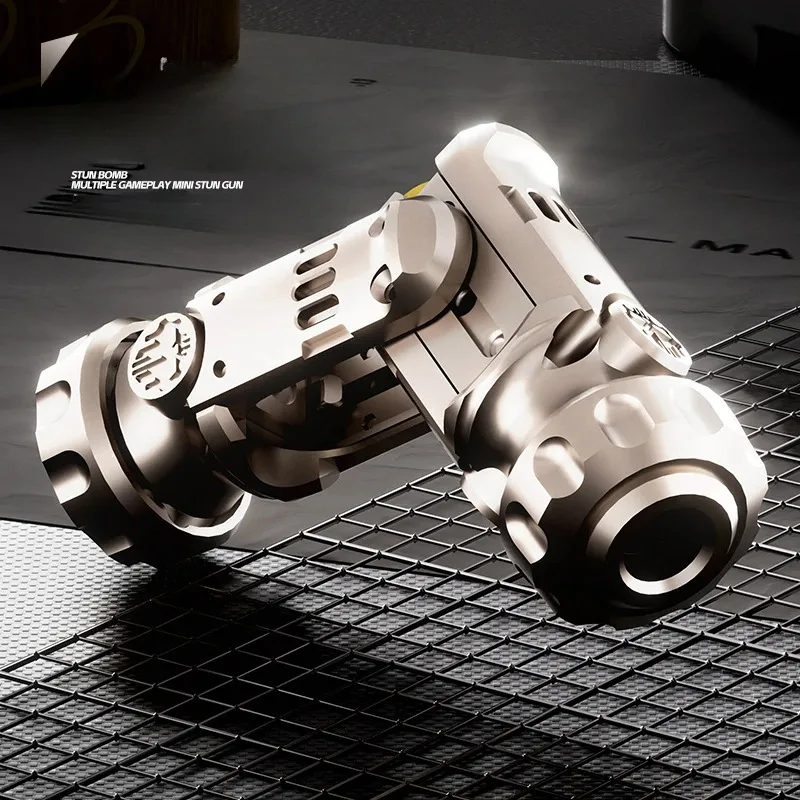 Stun Grenade Fidget Spinner Metal Miniature Pistol Launch Toy Gun with Ejectable Shells Stress Relief Finger Toys for Adults Kid