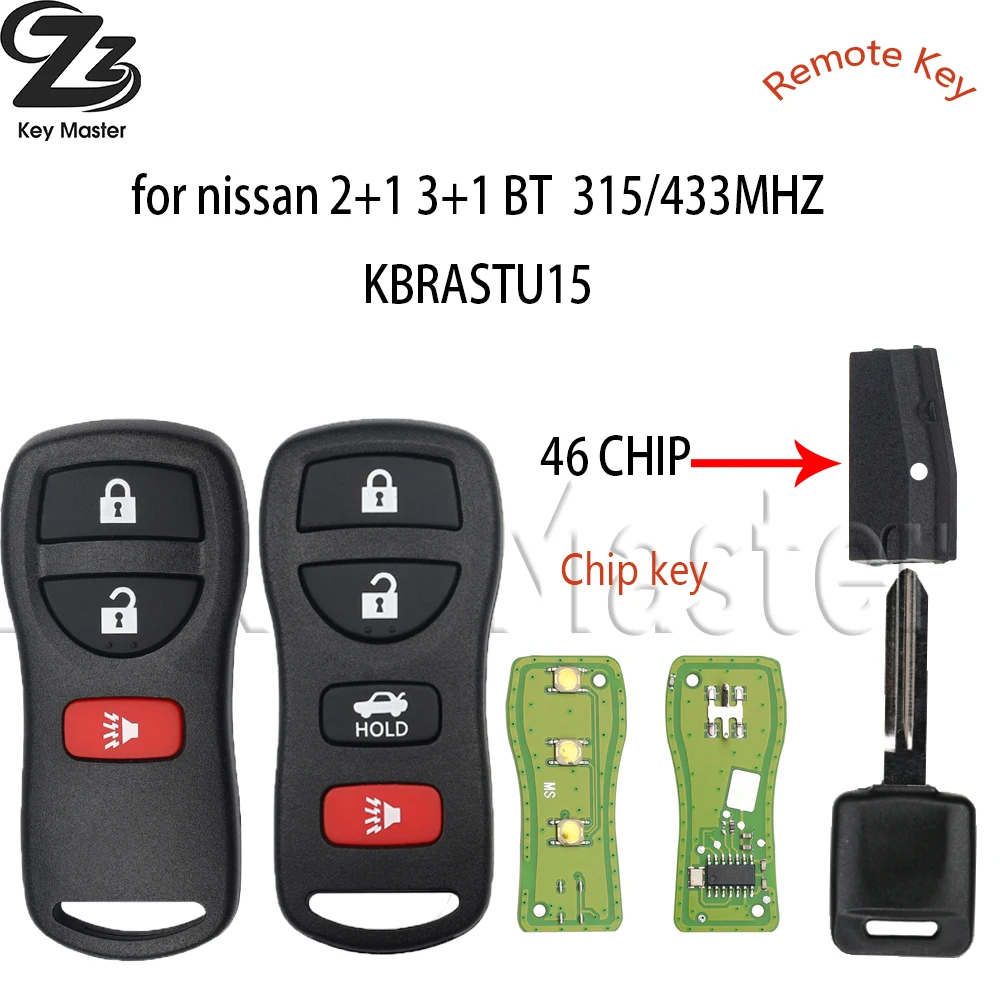 Zz 3/4 Button Flip Remote Control Car Key ID46 Chip KBRASTU15 for Nissan Versa 2007-2013 Xterra 2005-2014 Auto Vehicle Keys