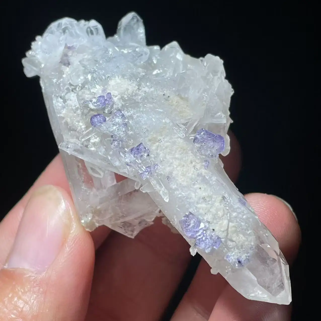 Natural Yaogangxian fluorite clean quartz UV blue symbiotic mineral specimen from Yaogangxian